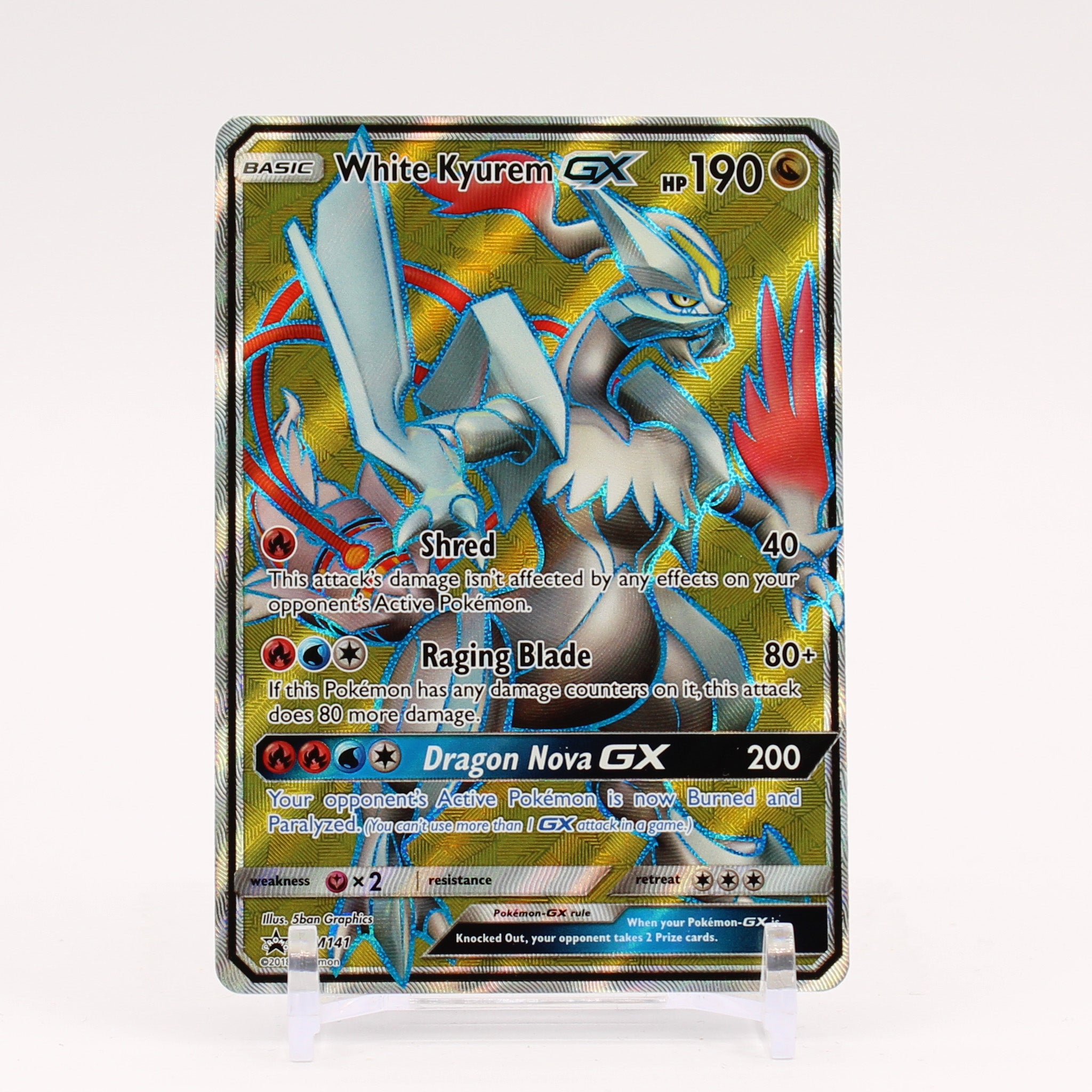 White Kyurem GX - SM141 Black Star Promo Full Art Pokemon - NM/MINT