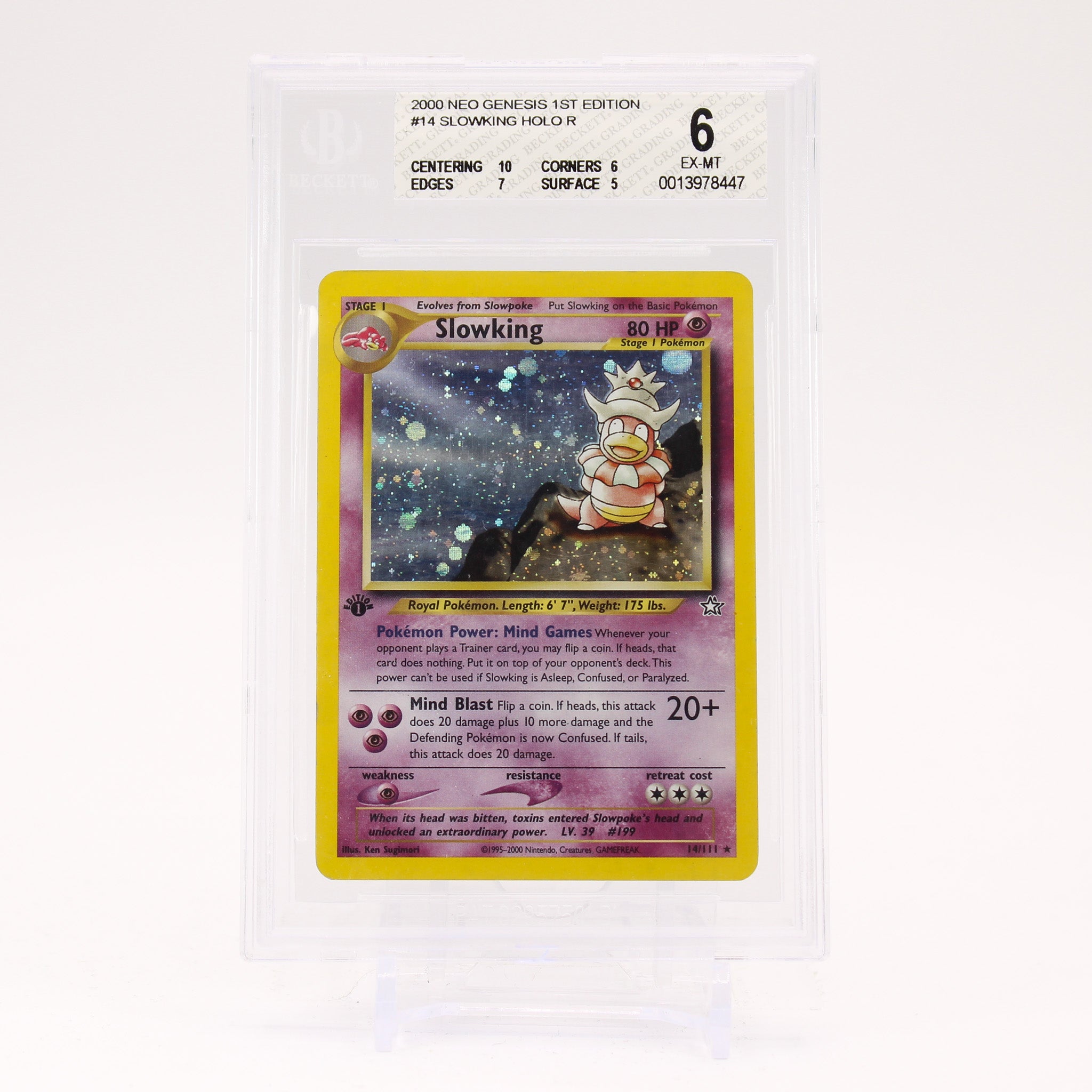Slowking - 14/111 1st Edition BGS 6 Neo Genesis Holo Rare Pokemon - EX/MT