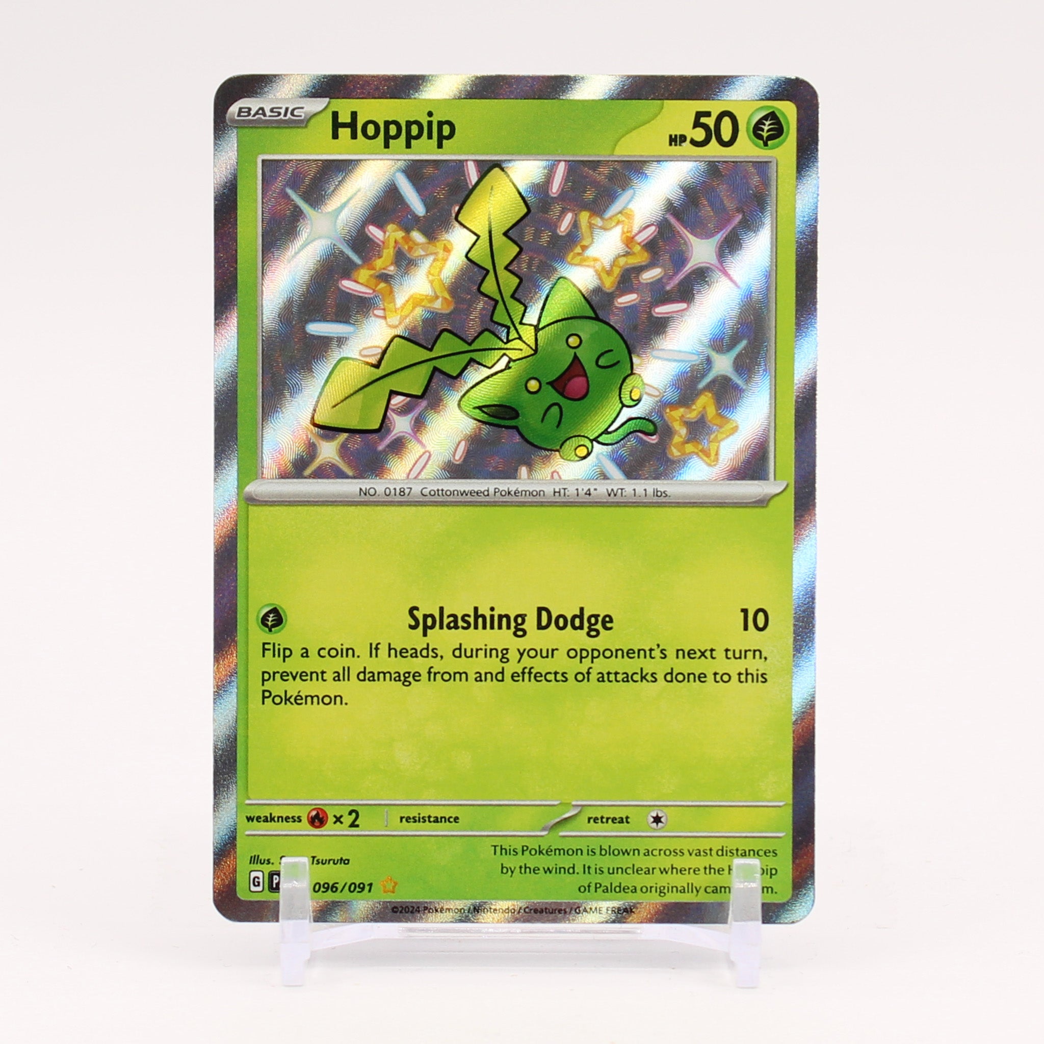 Hoppip - 096/091 Paldean Fates Baby Shiny Holo Rare Pokemon - NM/MINT