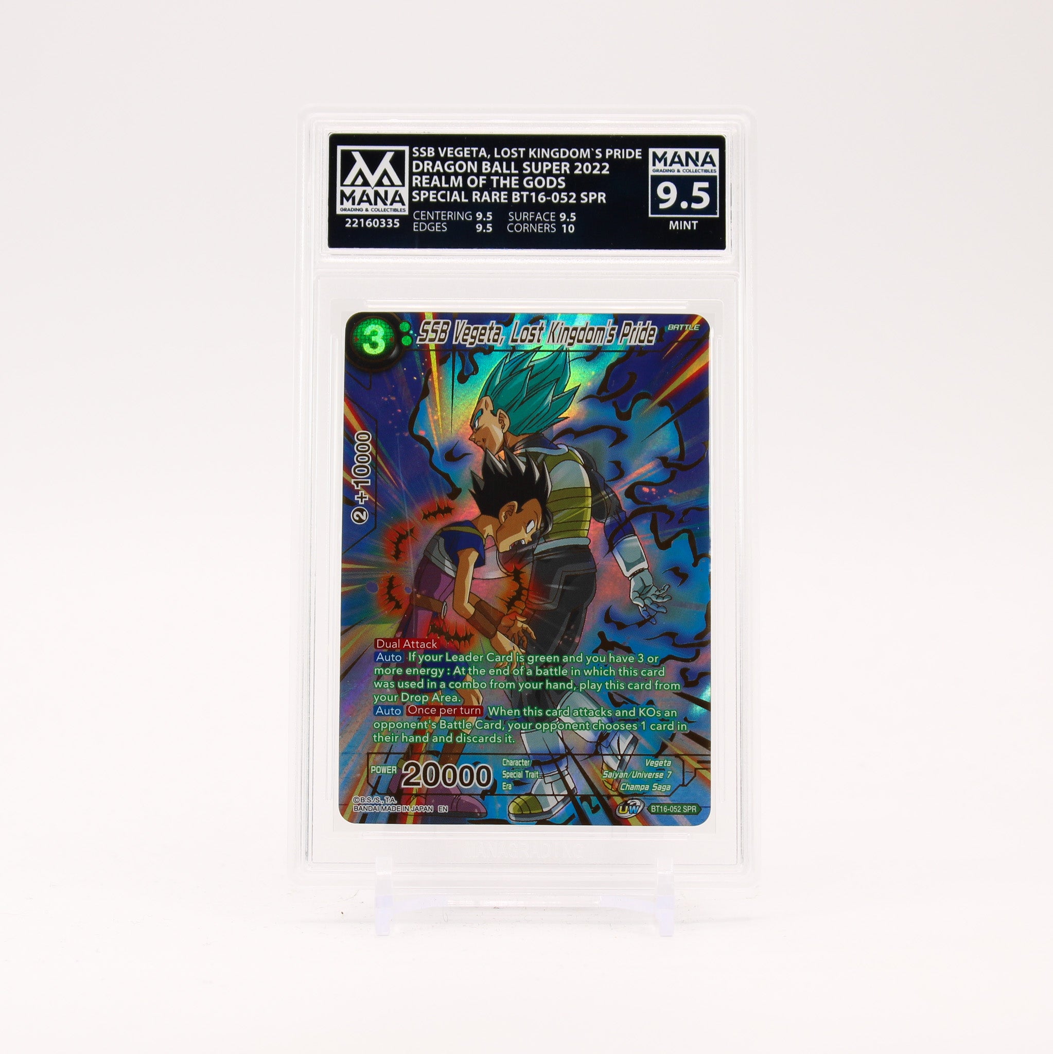 SSB Vegeta, Lost Kingdom's Pride BT16-052 SPR MANA 9.5 Dragon Ball Super MINT SR01