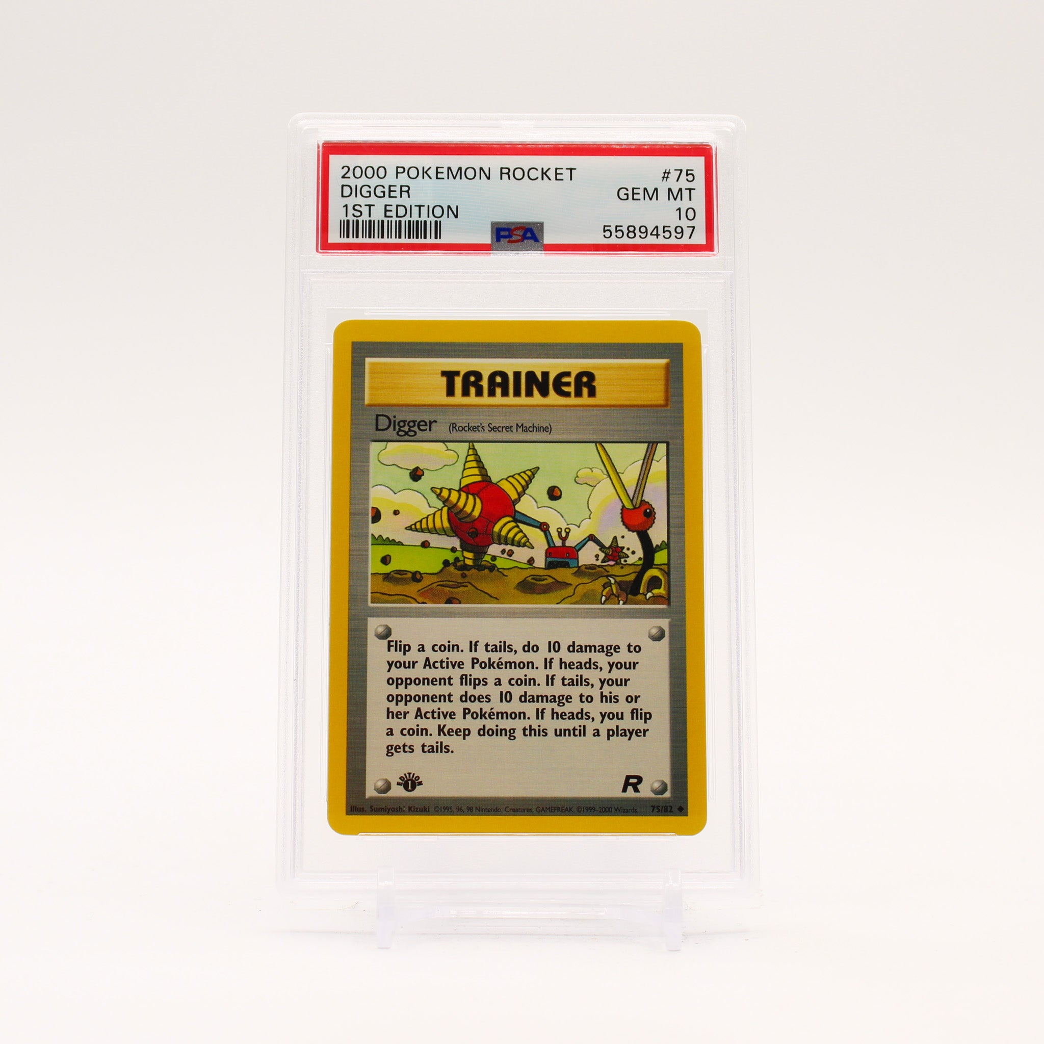 Digger - 75/82 PSA 10 Team Rocket 1st Edition Trainer - GEM MINT