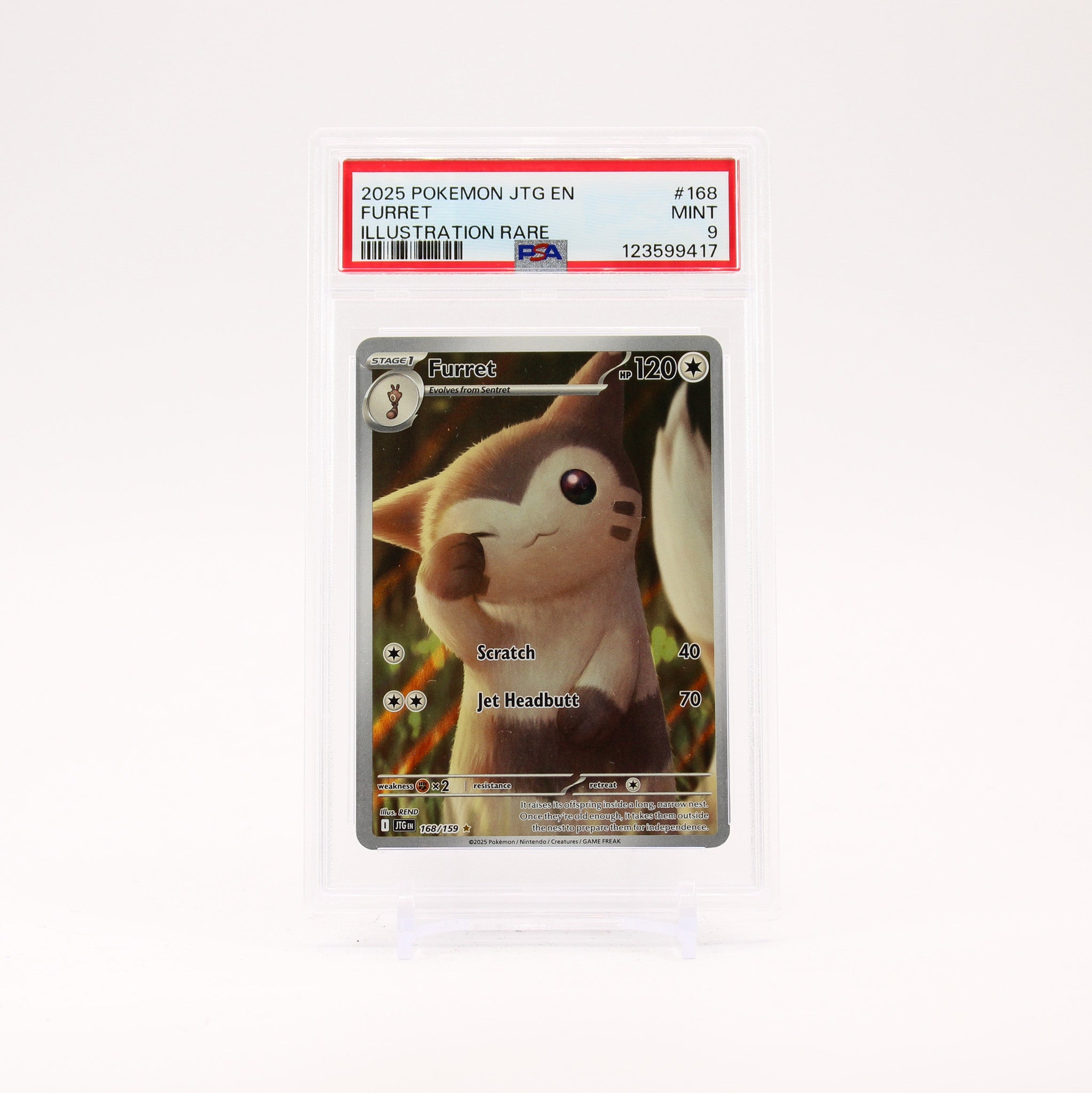 Furret - 168/159 PSA 9 Journey Together Illustration Rare Pokemon - MINT