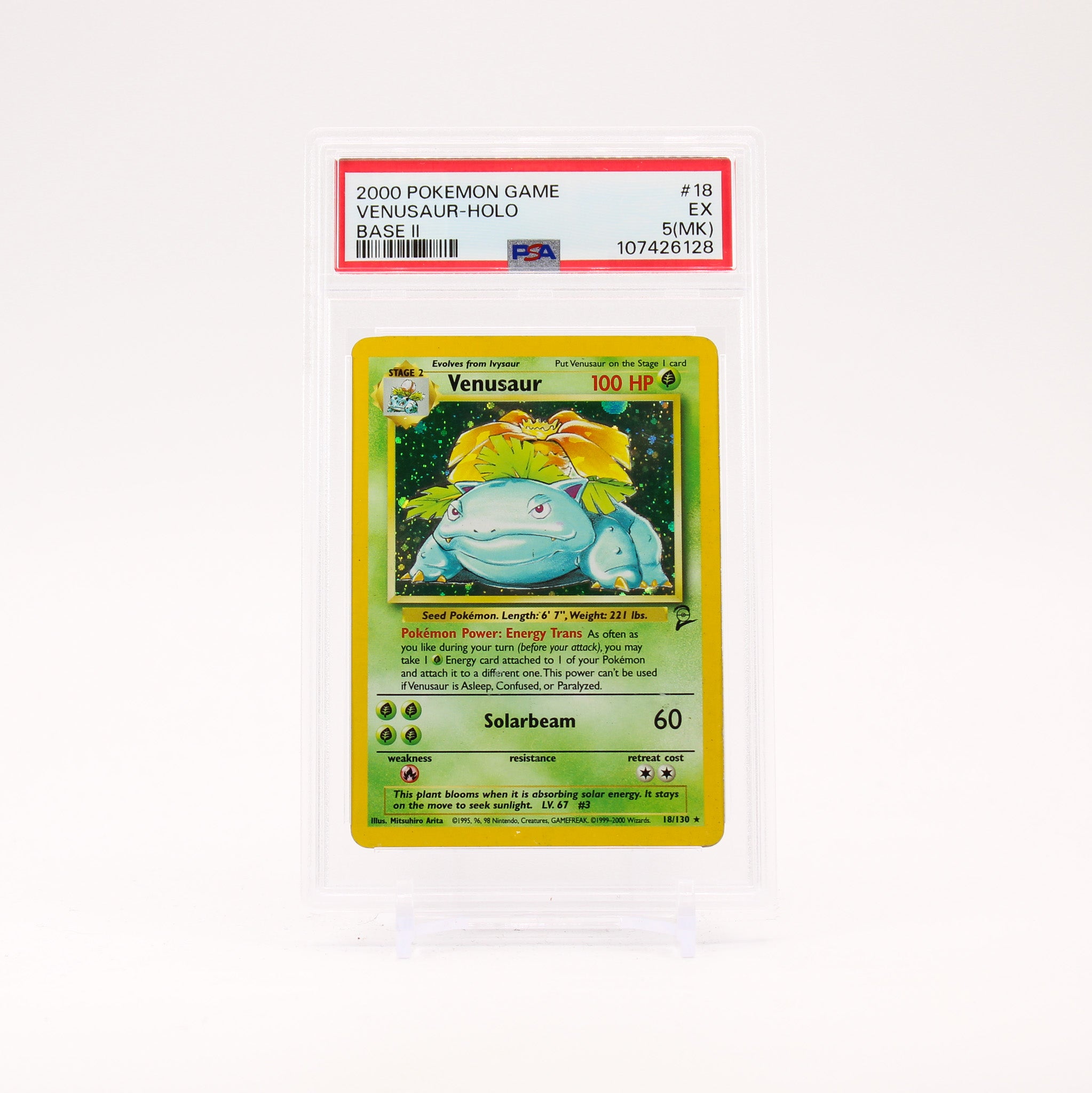 Venusaur - 18/130 PSA 5 (MK) Base Set 2 Holo Rare Pokemon - EX