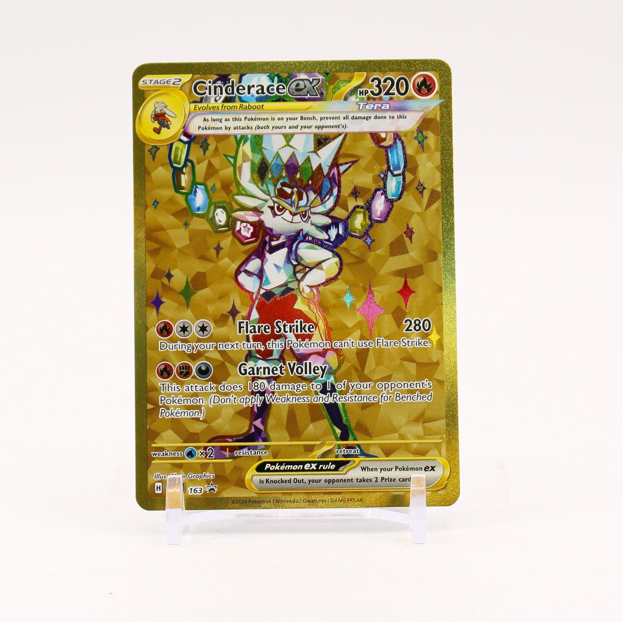 Cinderace ex - SVP163 Full Art Gold Promo Pokemon - NM/MINT