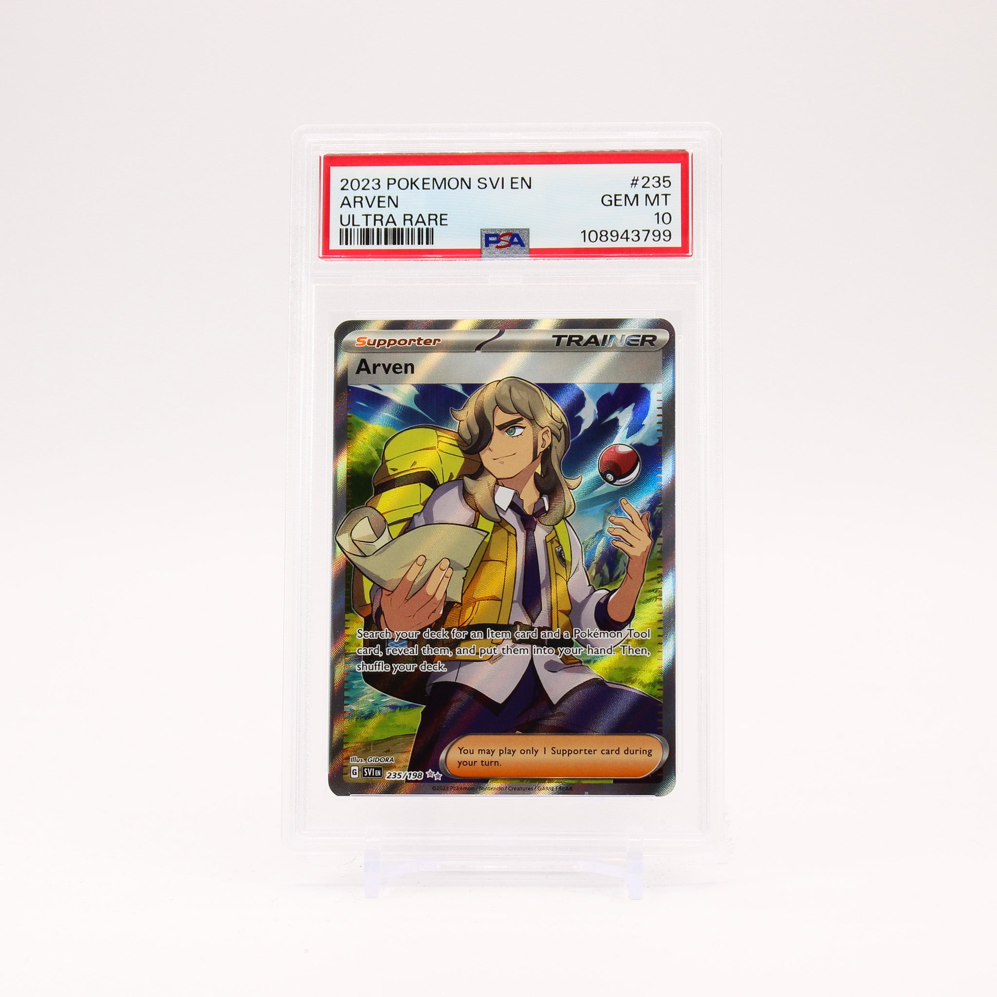 Arven - 235/198 PSA 10 Scarlet & Violet Full Art Trainer - GEM MT