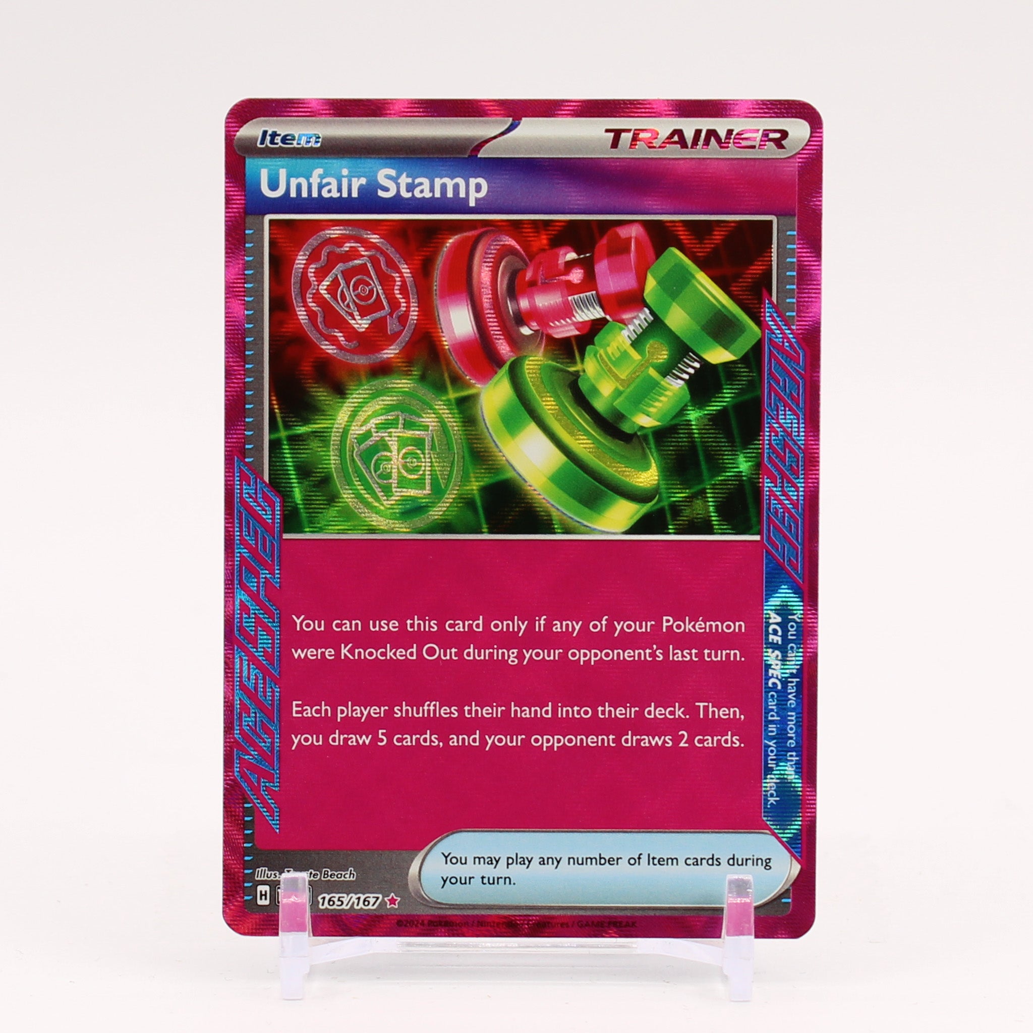 Unfair Stamp - 165/167 Twilight Masquerade ACEPSEC Rare Trainer - NM/MINT