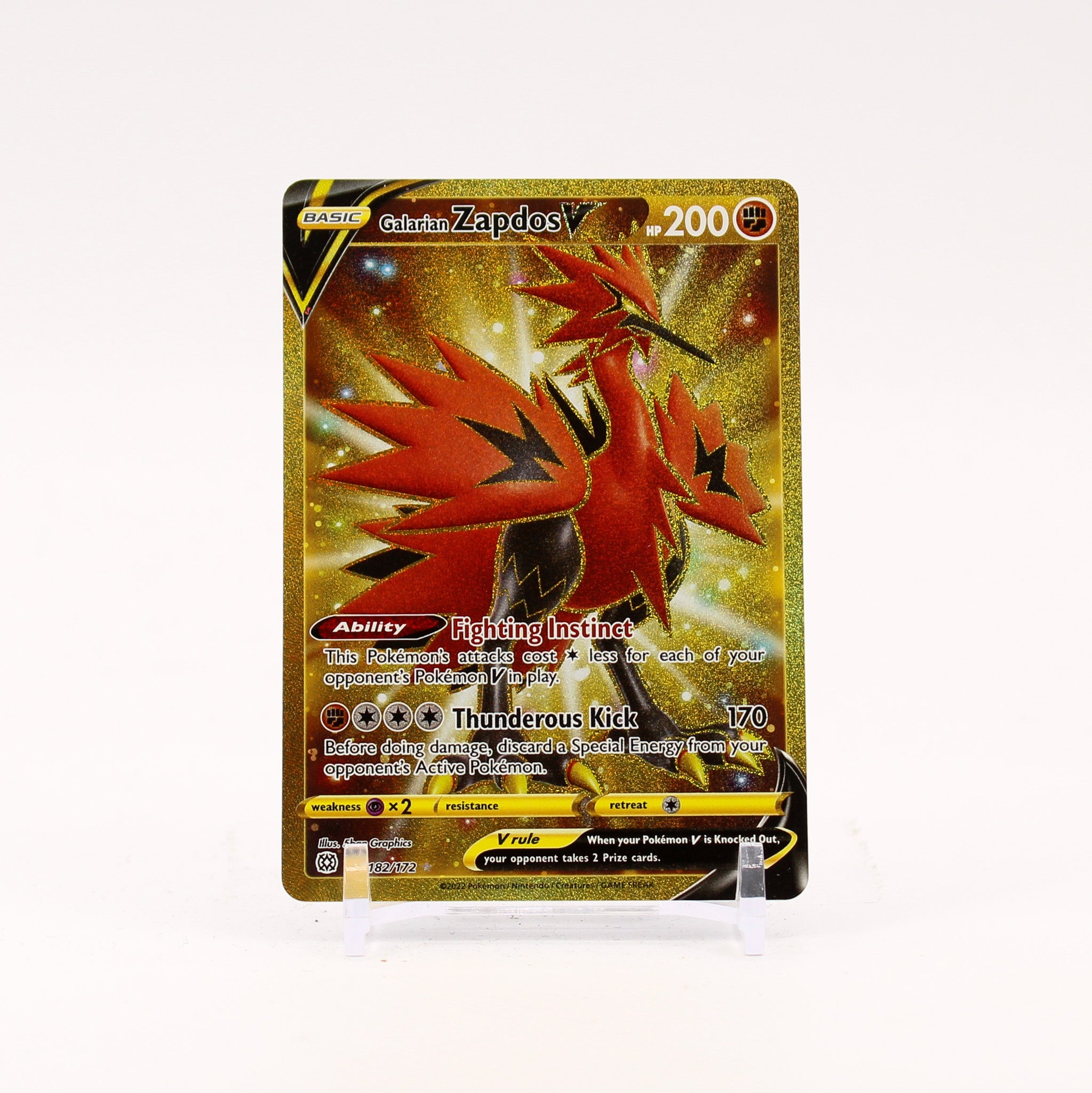 Galarian Zapdos V - 182/172 Brilliant Stars Gold Pokemon - NM