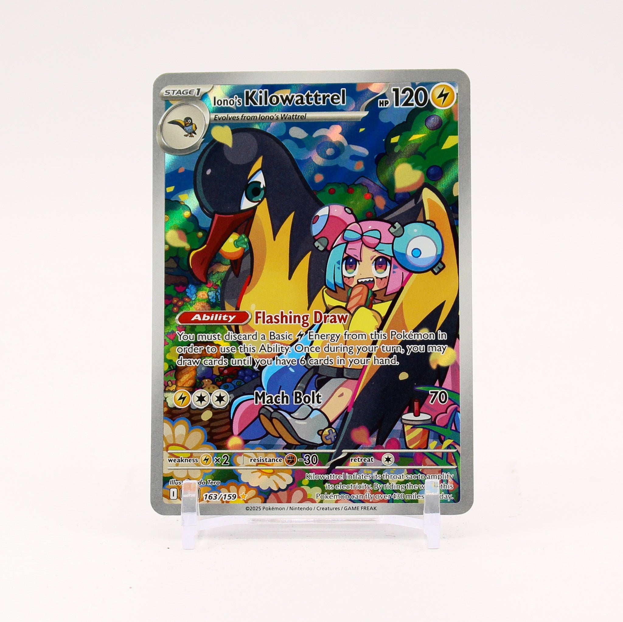 Iono's Kilowattrel - 163/159 Journey Together Illustration Rare Pokemon - NM/MINT