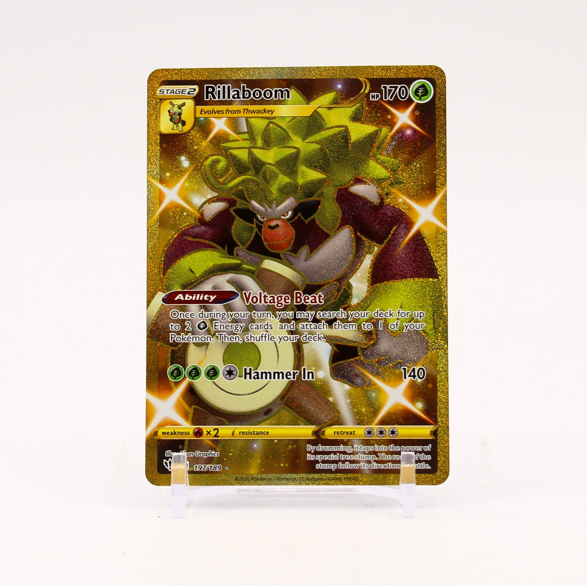 Rillaboom - 197/189 Darkness Ablaze Gold Pokemon - NM/MINT