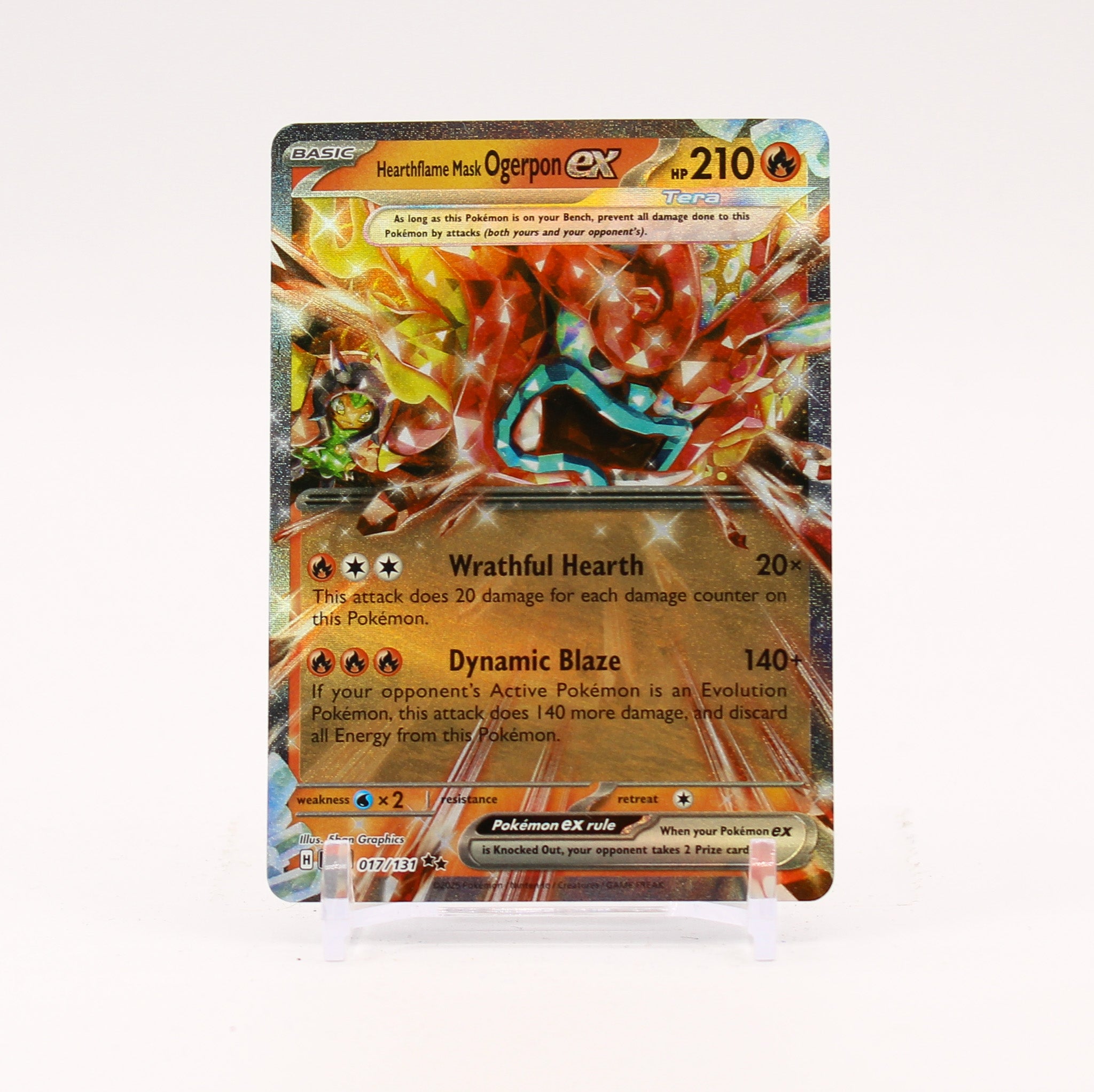 Hearthflame Mask Ogerpon ex - 017/131 Prismatic Evolutions Double Rare Pokemon - NM/MINT