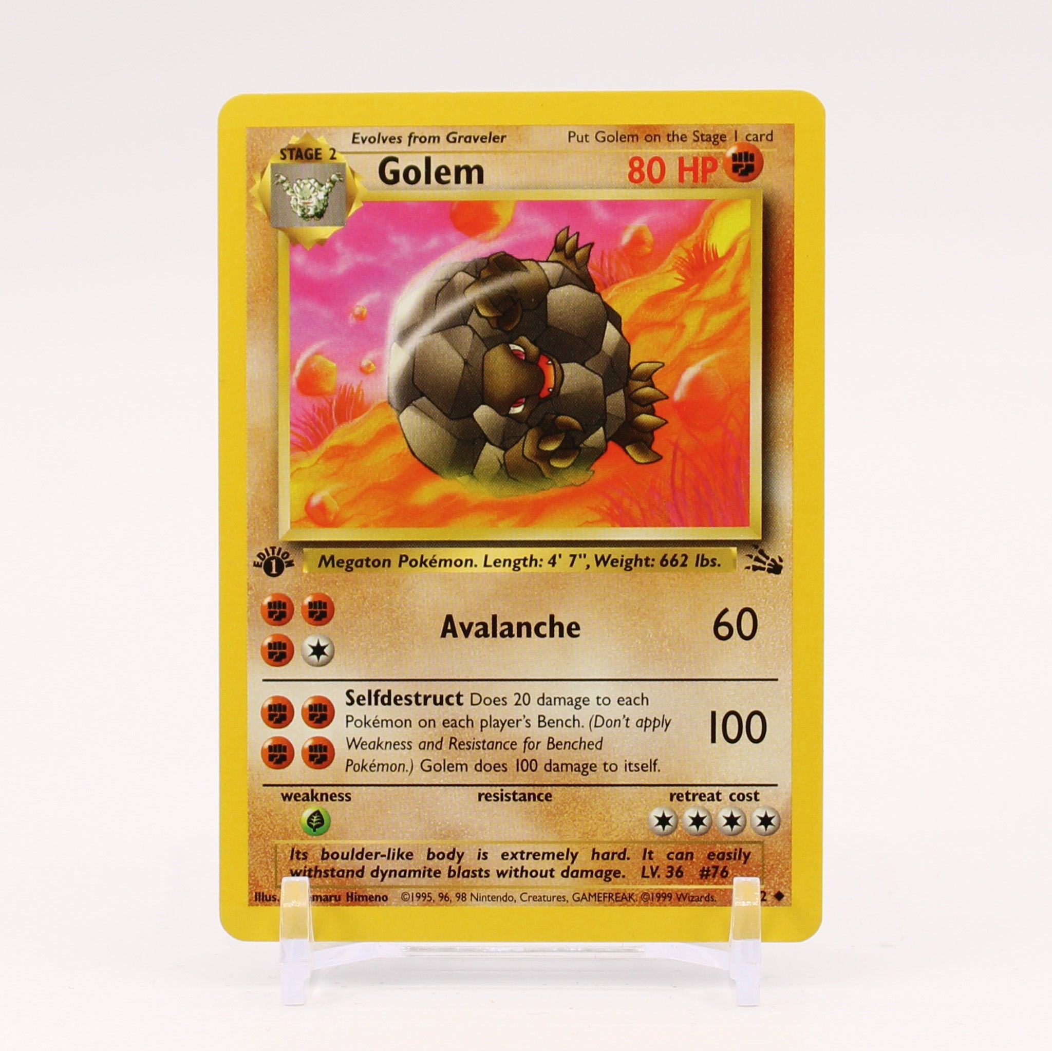 Golem - 36/62 Fossil 1st Edition Pokemon - NM