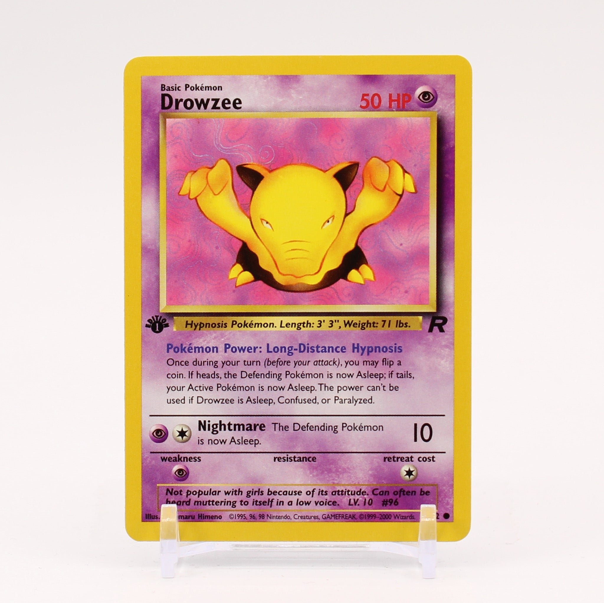 Drowzee - 54/82 Team Rocket 1st Edition Pokemon - NM