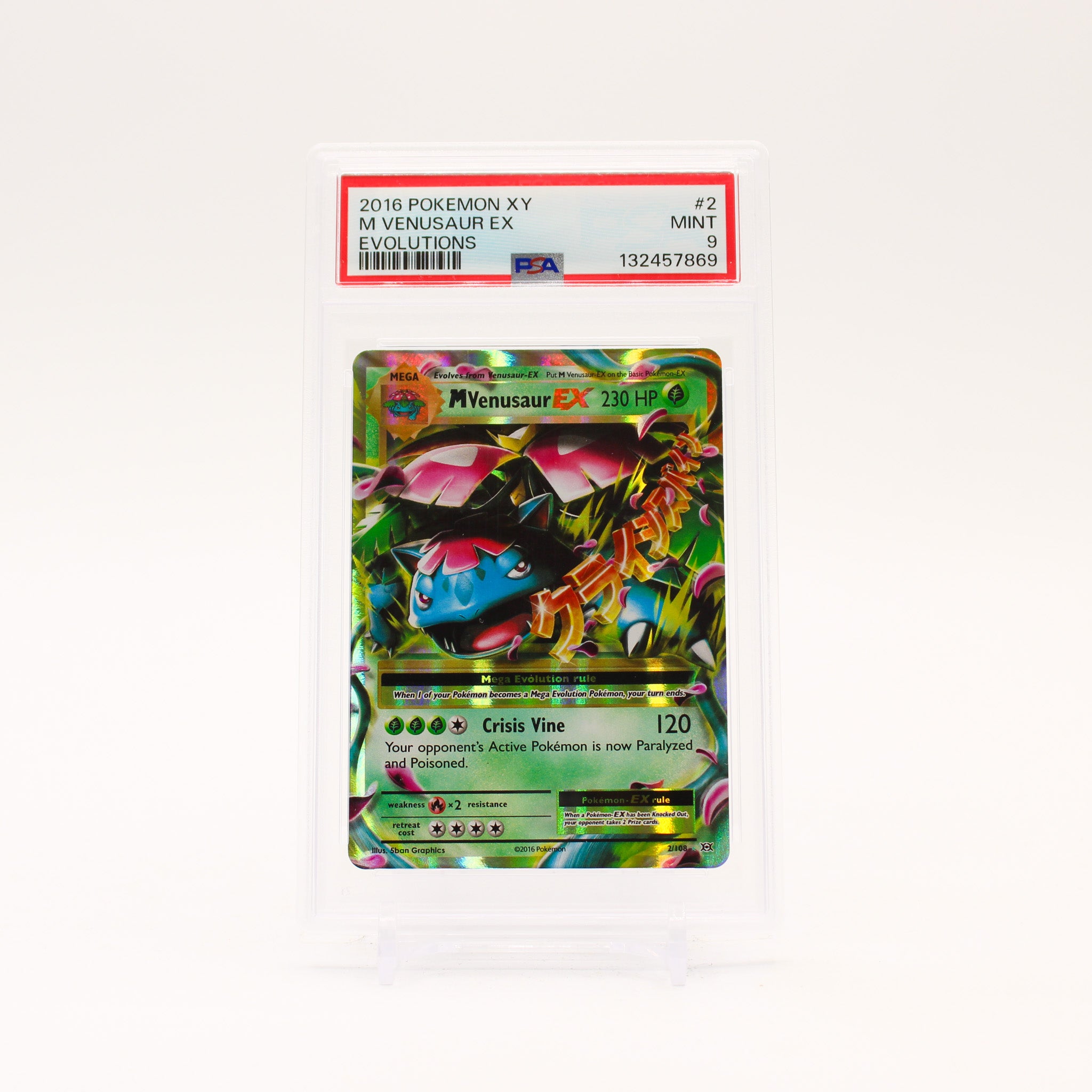 M Venusaur EX - 2/108 PSA 9 Evolutions Ultra Rare Pokemon - MINT