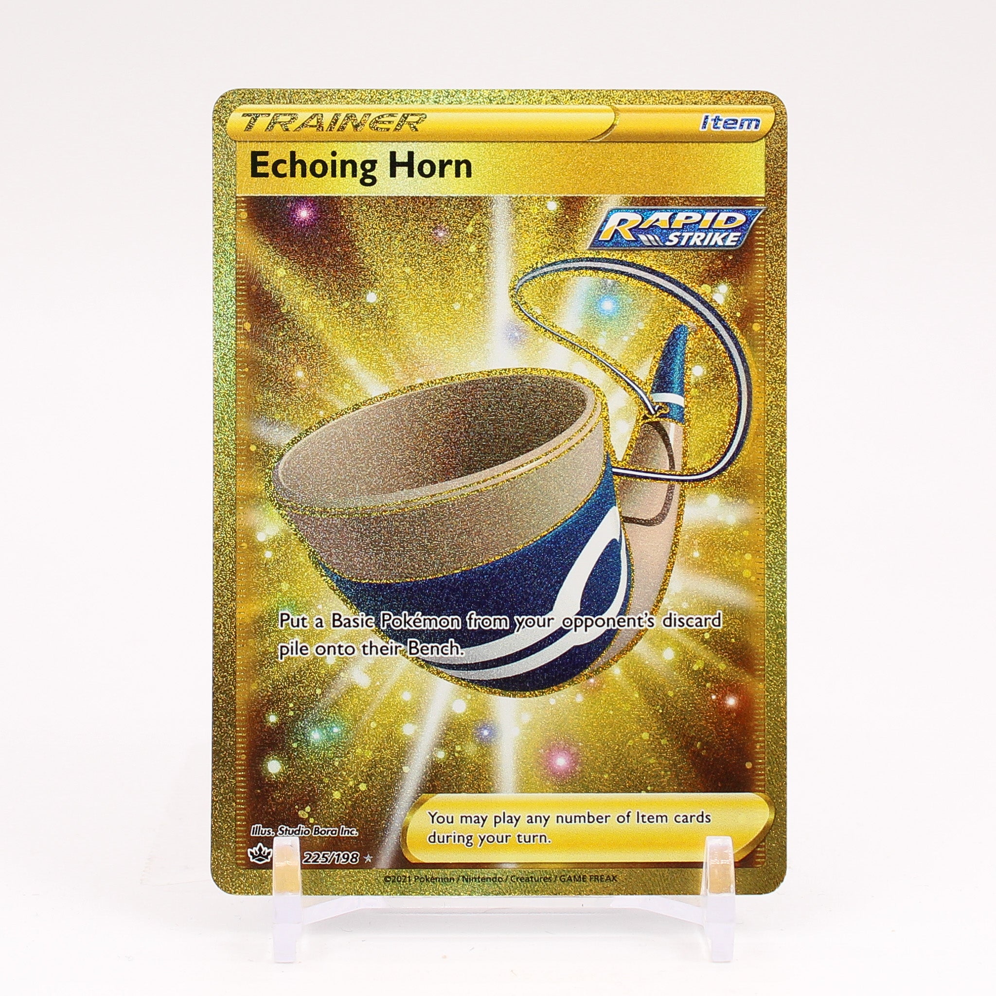 Echoing Horn - 225/198 Chilling Reign SECRET RARE GOLD Trainer - NM/MINT