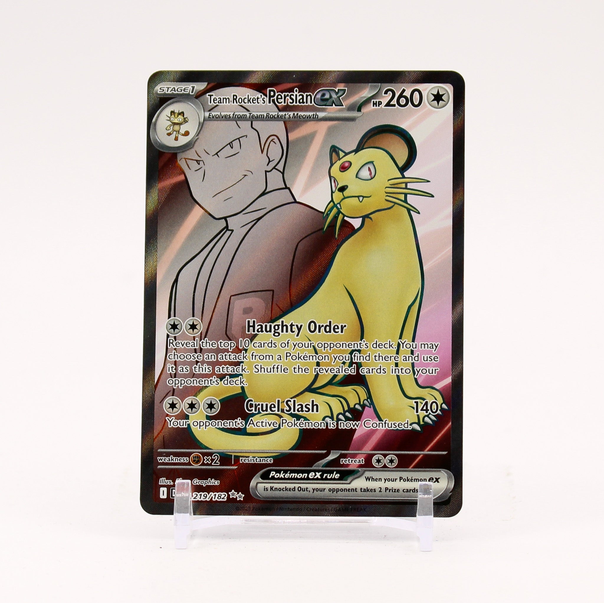 Team Rocket's Persian ex - 219/182 Destined Rivlas Full Art Pokemon - NM/MINT