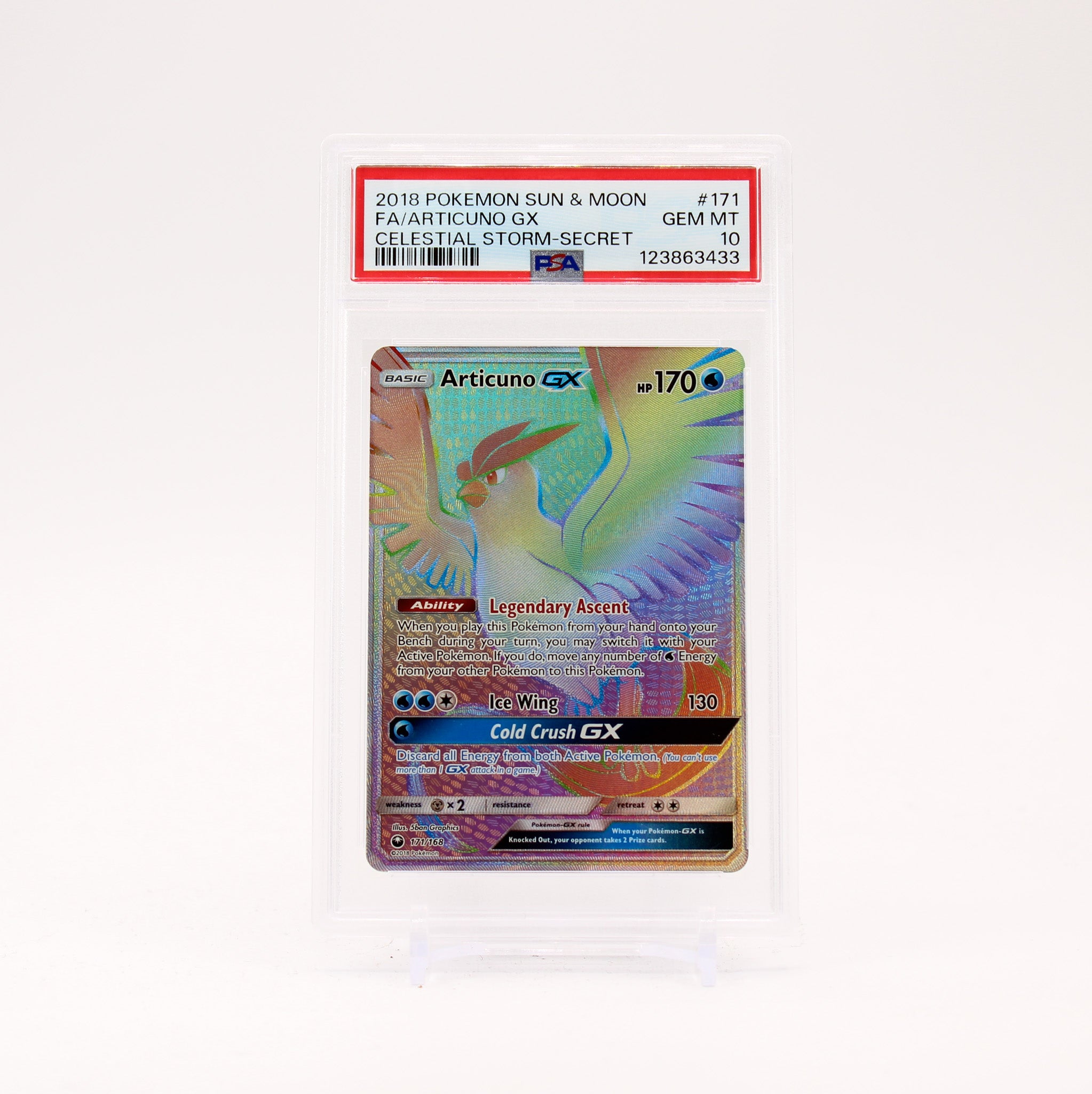 Articuno GX - 171/168 PSA 10 Celestial Storm Rainbow Pokemon - GEM MT