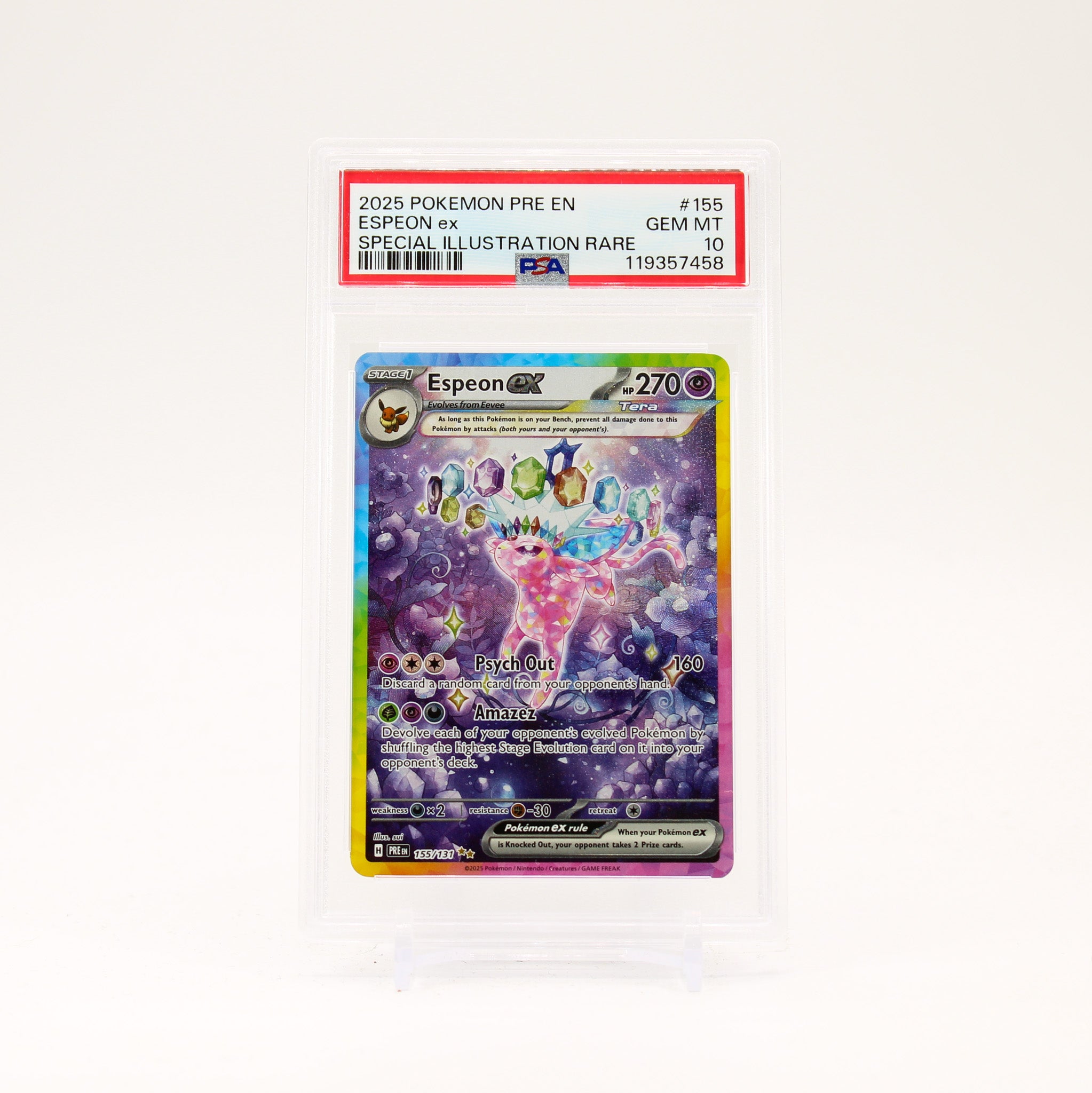 Espeon ex - 155/131 PSA 10 Prismatic Evolution Special Illustration Rare Pokemon - GEM MT BN0804