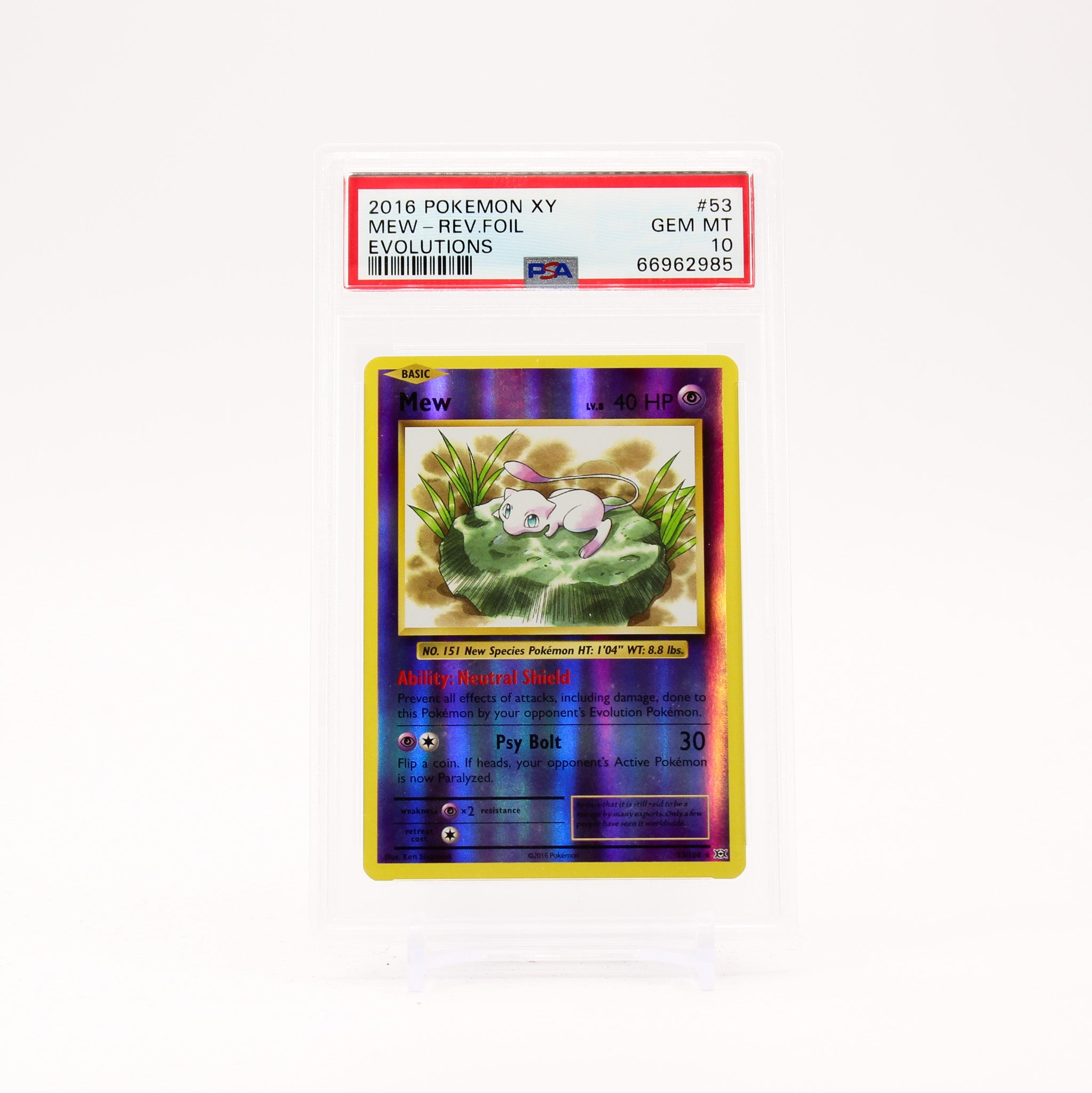 Mew - 53/108 PSA 10 Evolutions Reverse Holo Rare Pokemon - GEM MT