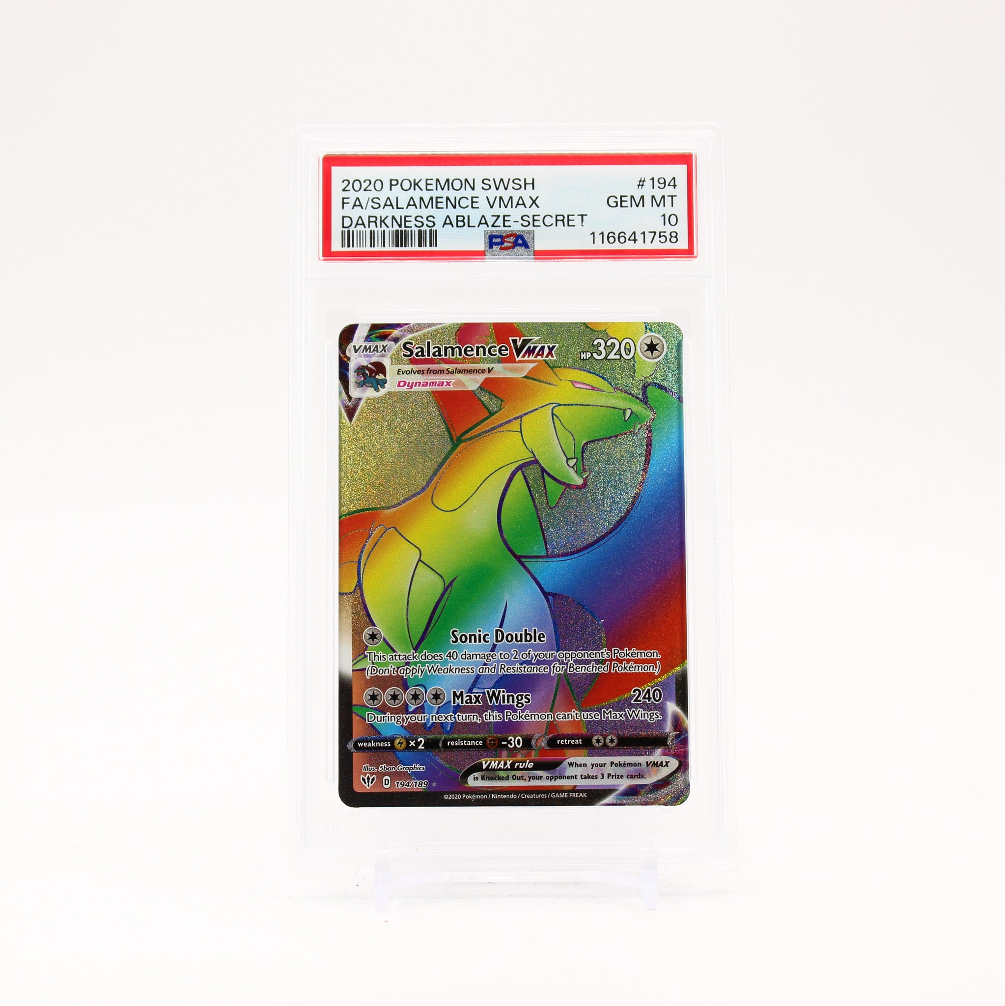 Salamence Vmax - 194/189 PSA 10 Darkness Ablaze Rainbow Pokemon - GEM MT