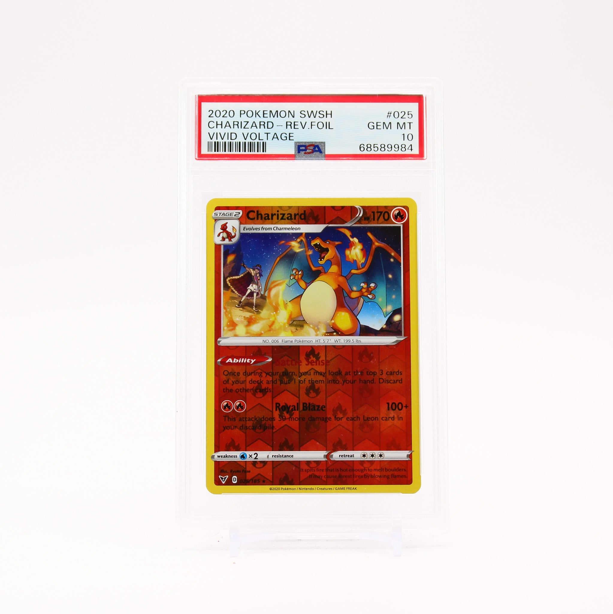 Charizard - 025/185 PSA 10 Vivid Voltage Reverse Holo Rare Pokemon - GEM MT