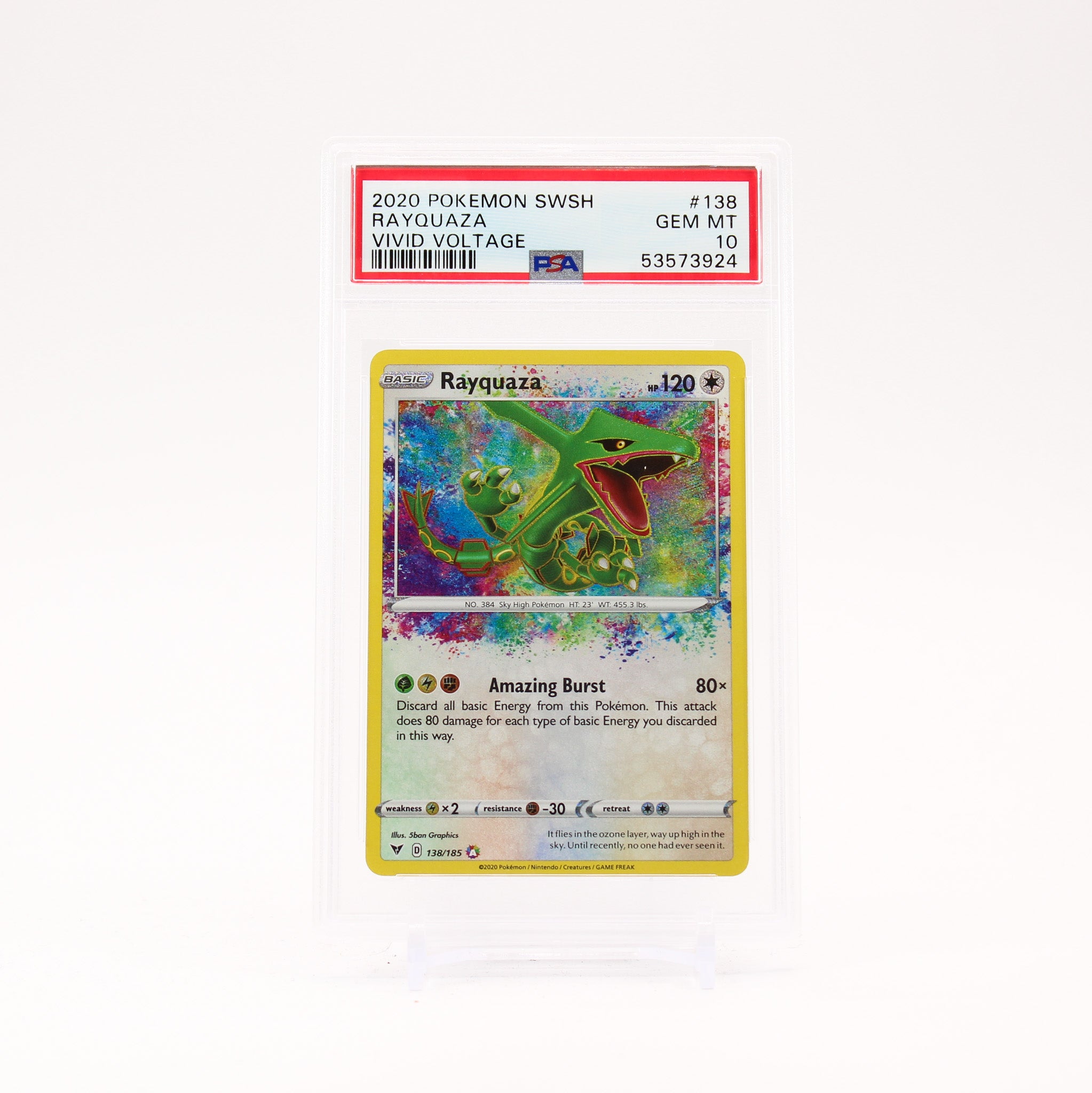 Rayquaza - 138/185 PSA 10 Vivid Voltage Amazing Rare Pokemon - GEM MT