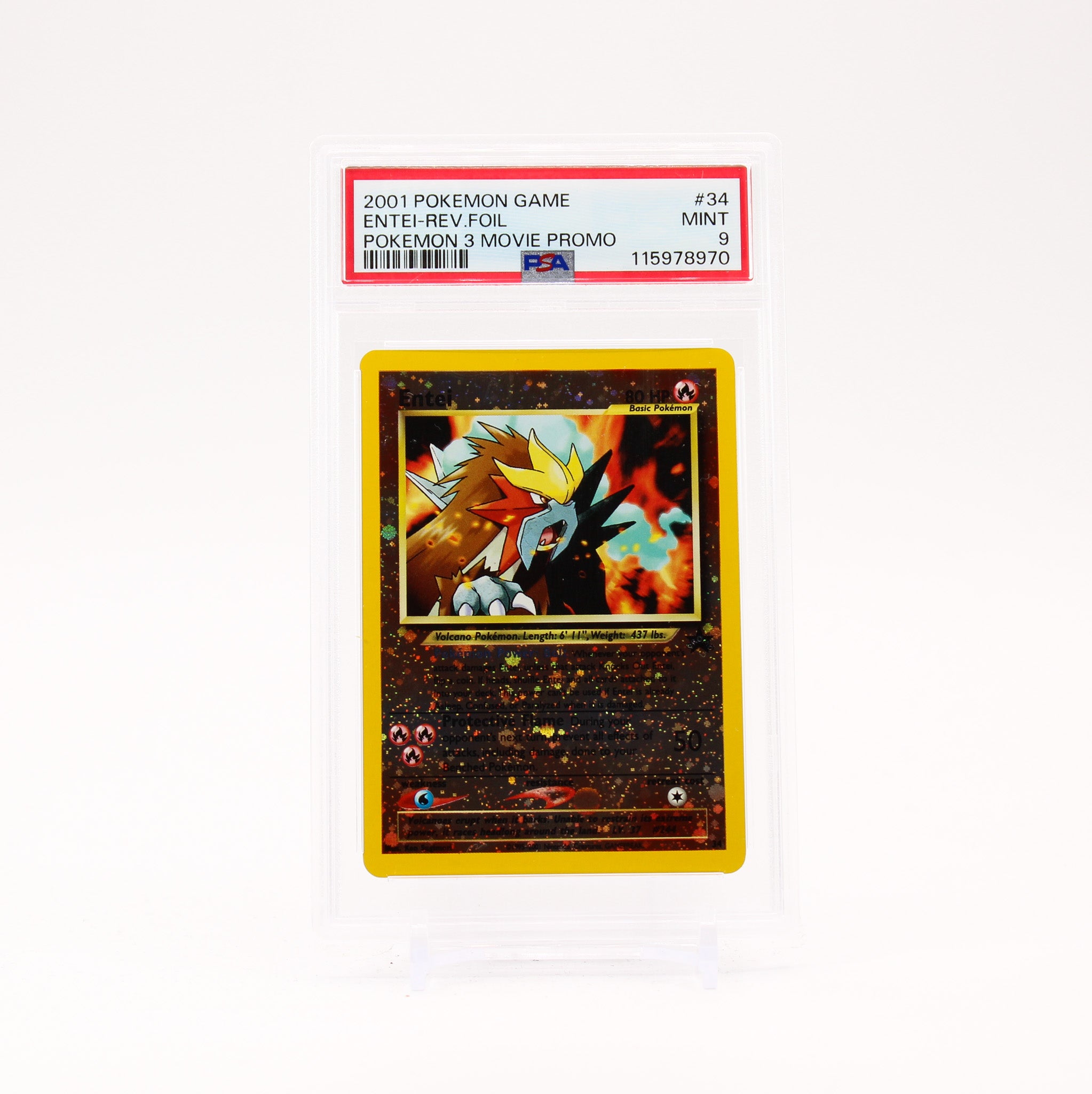 Entei - 34 PSA 9 WotC Black Star Reverse Holo Promo Pokemon - MINT