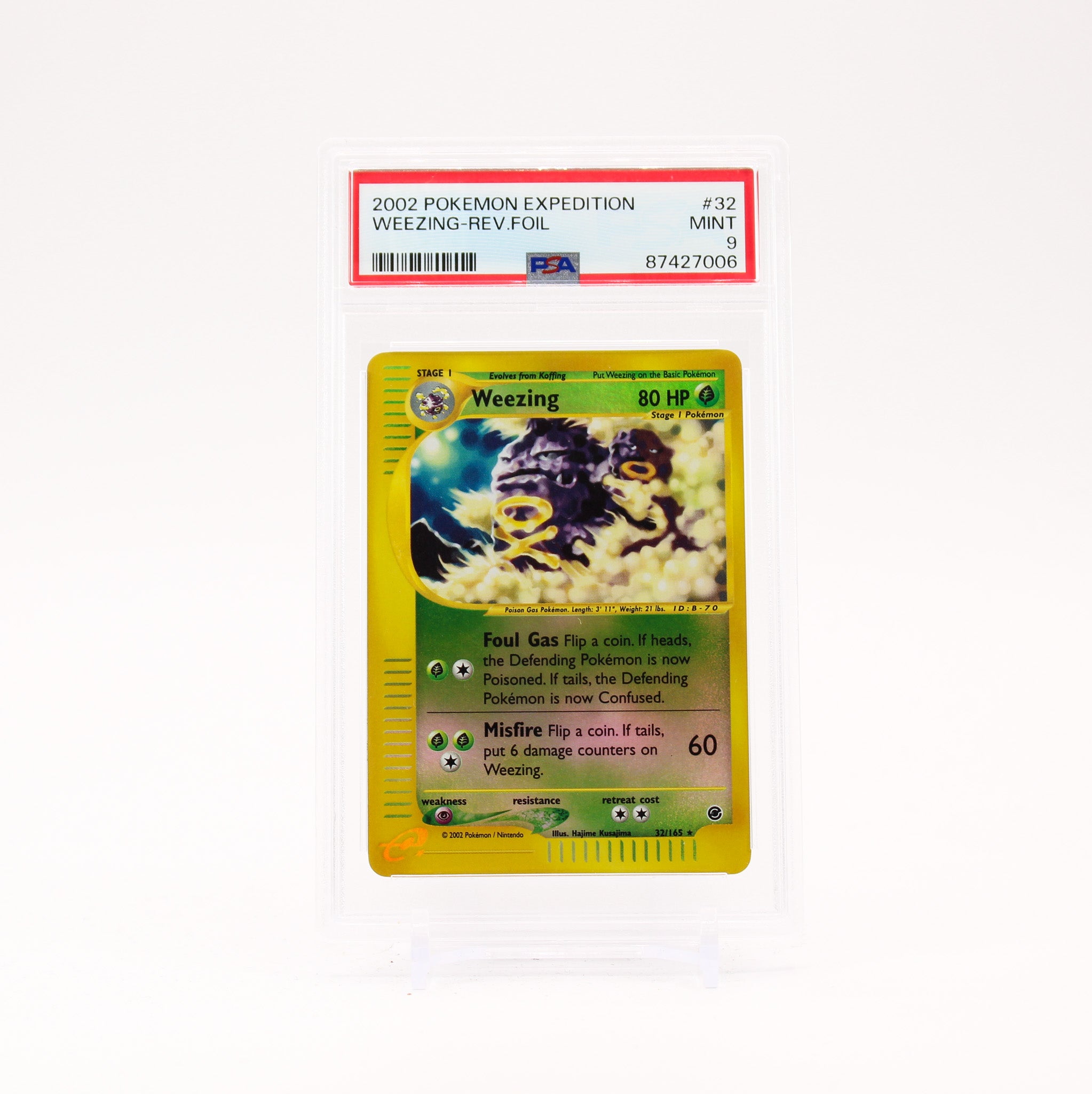 Weezing - 32/165 PSA 9 Expedition e-Reader Reverse Holo Rare Pokemon - MINT