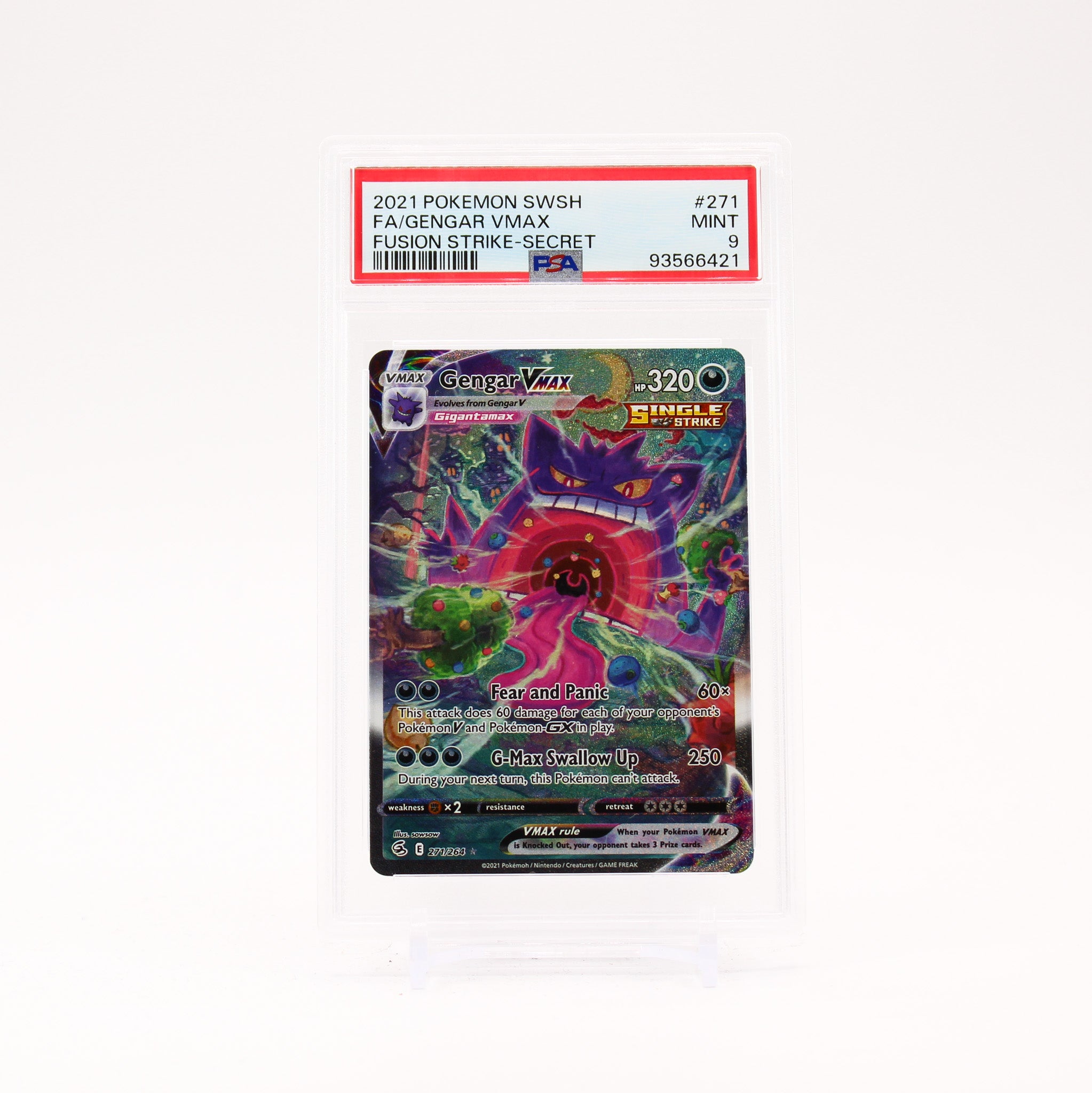 Gengar Vmax - 271/264 PSA 9 Fusion Strike Alternate Art Pokemon - MINT