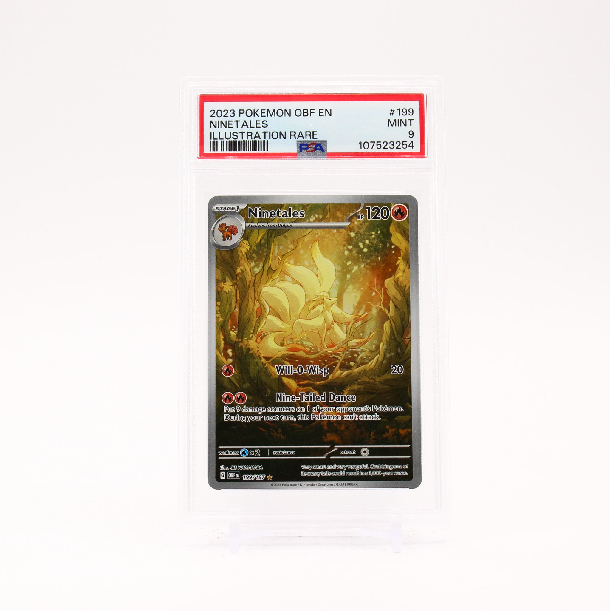 Ninetales - 199/197 PSA 9 Obsidian Flames Illustration Rare Pokemon - MINT