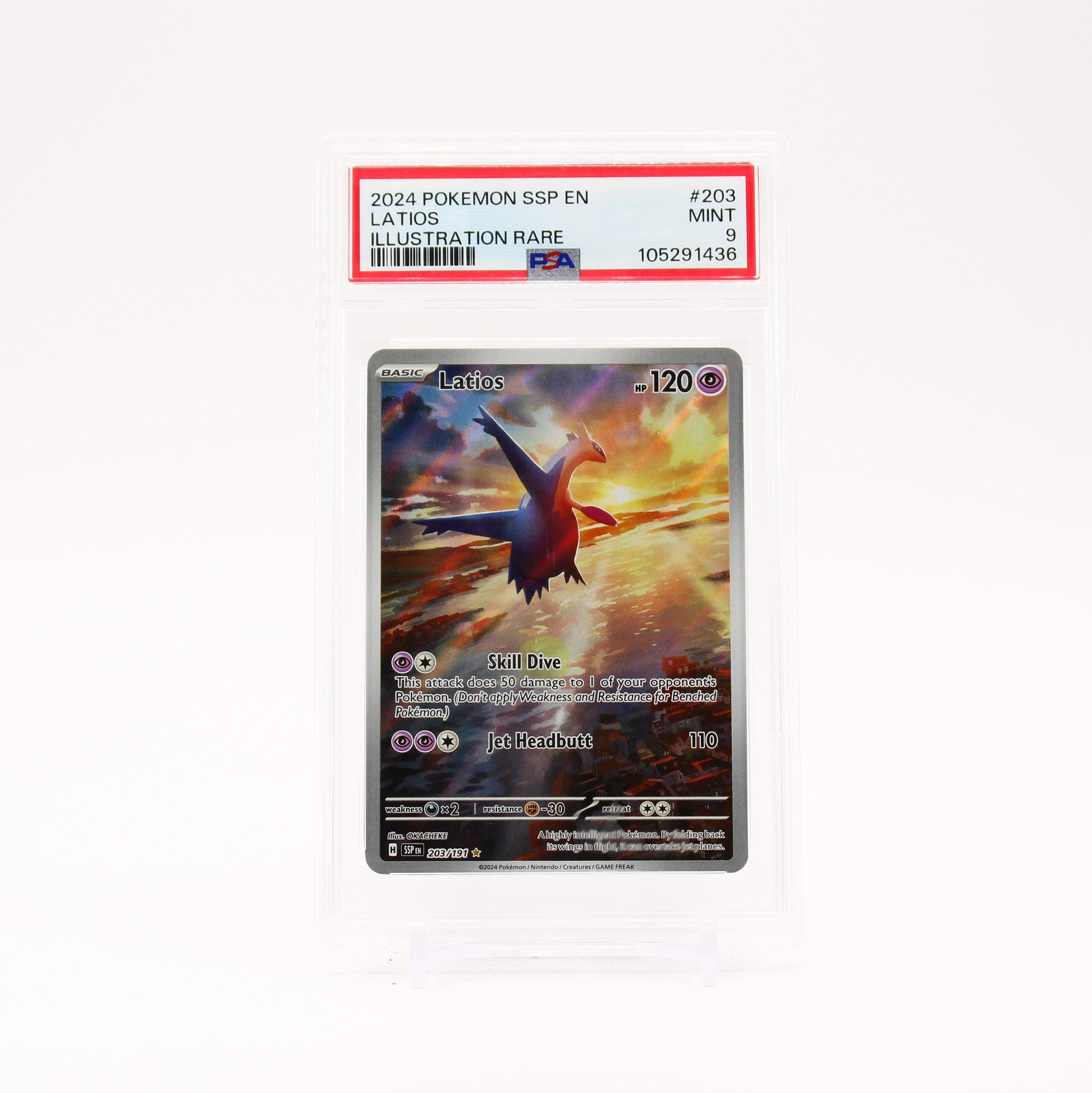 Latios - 203/191 PSA 9 Surging Sparks Illustration Rare Pokemon - MINT