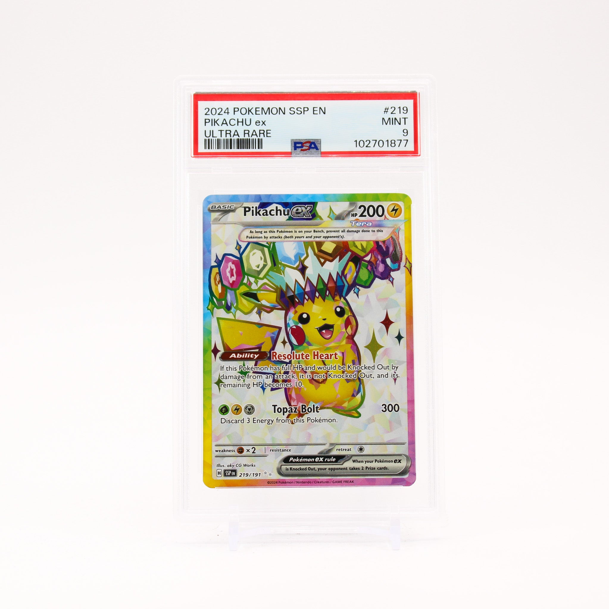 Pikachu ex - 219/191 PSA 9 Surging Sparks Full Art Pokemon - MINT