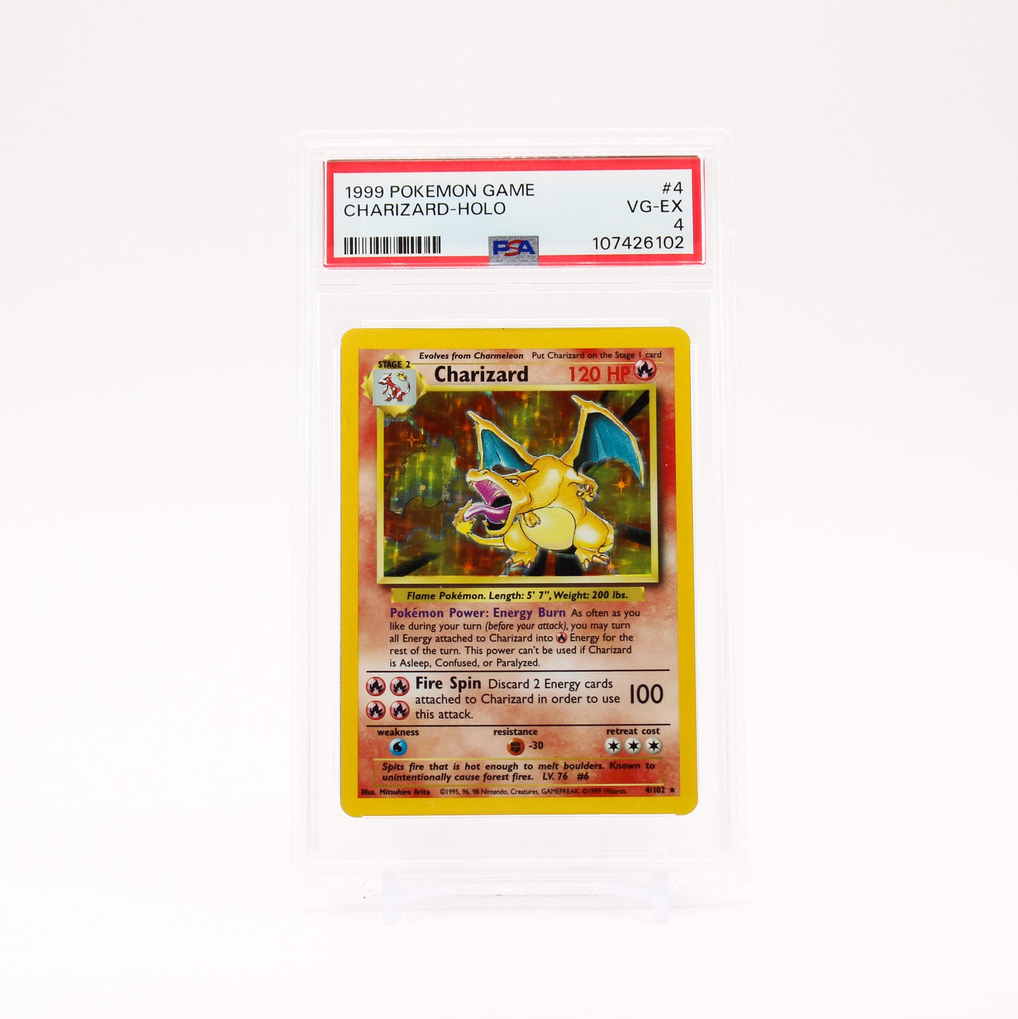 Charizard - 4/102 PSA 4 Base Set Unlimited Holo Rare Pokemon - VG/EX