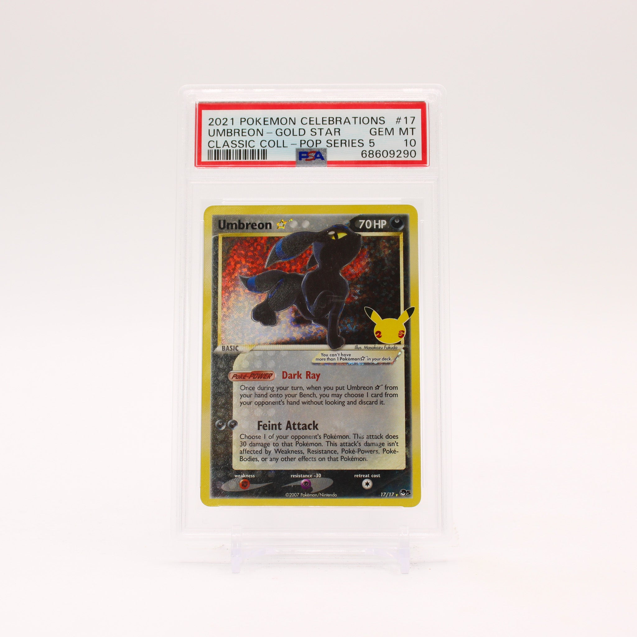Umbreon Gold Star - 17/17 PSA 10 Celebrations Classic Collection Holo Pokemon - GEM MINT