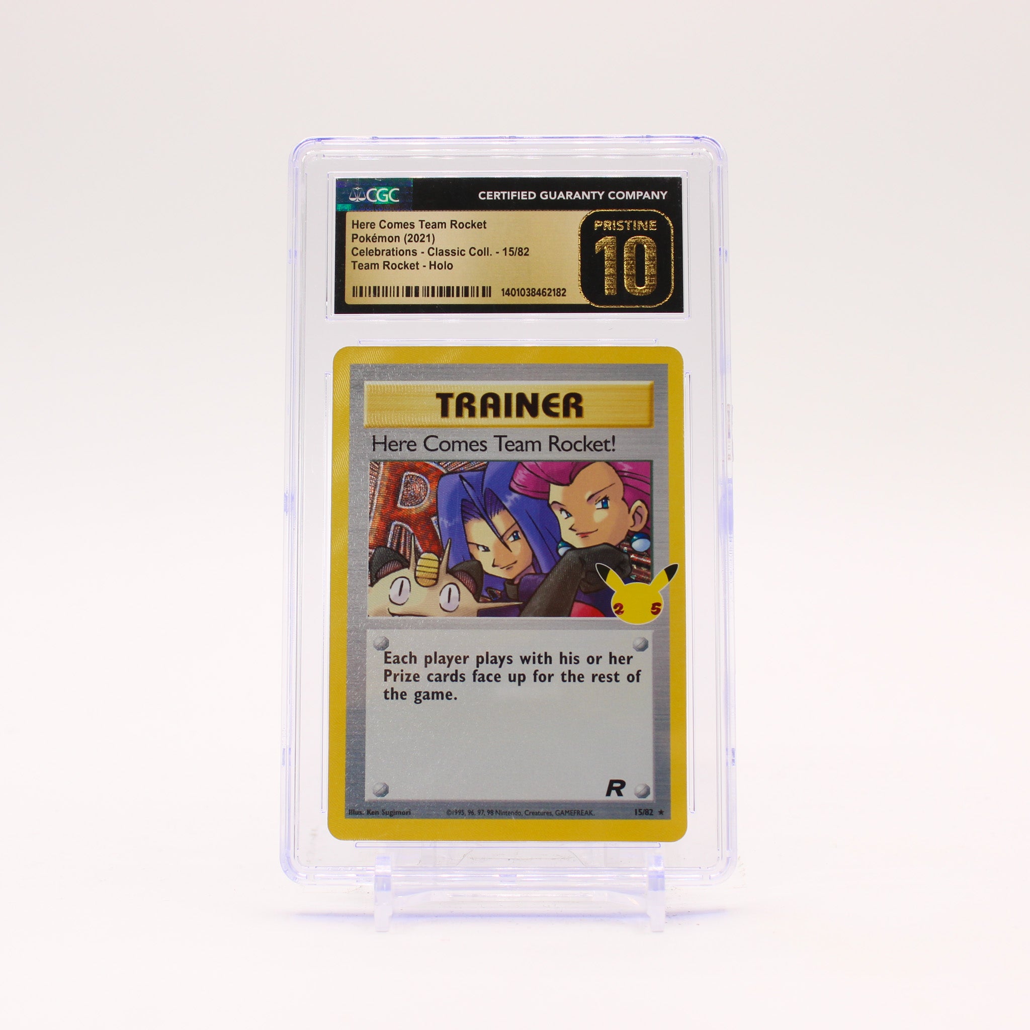 Here Comes Team Rocket! - 15/82 CGC 10 Celebrations 25th Classic Collection Holo Trainer - PRISTINE