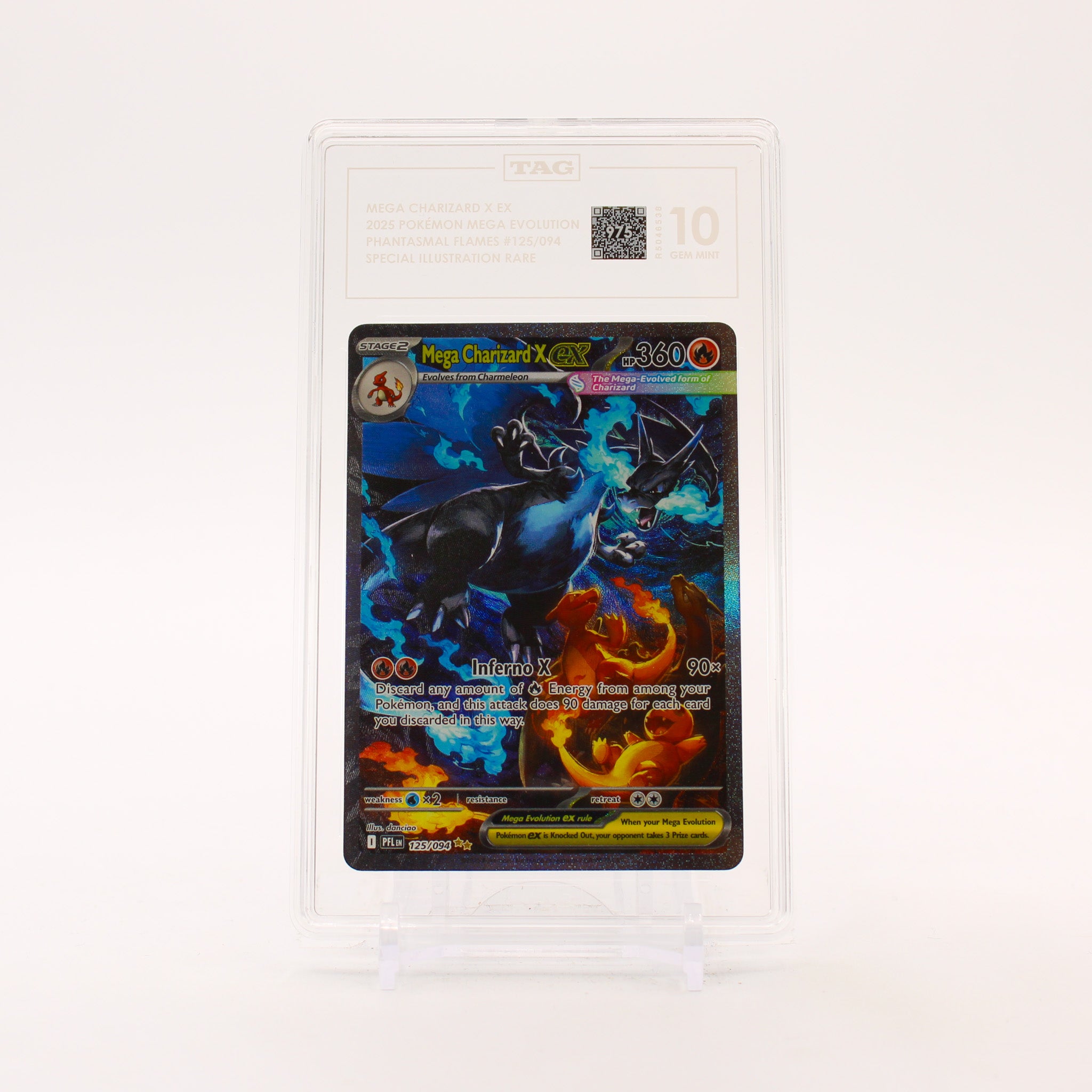 Mega Charizard X Ex - 125/094 TAG 10 Gem Mint Phantasmal Flames SIR Pokemon - (LC1002)
