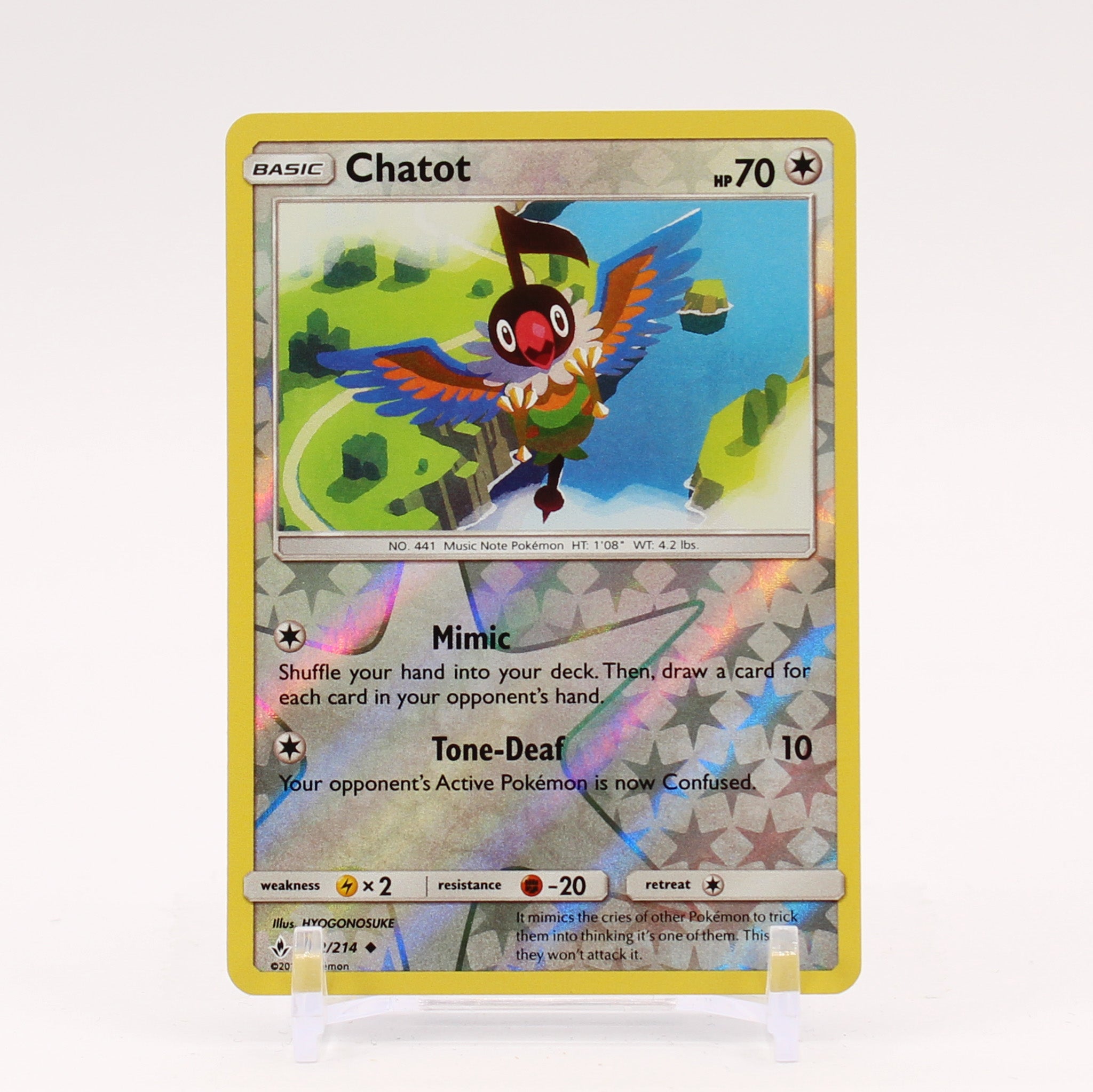 Chatot - 162/214 Unbroken Bonds Reverse Holo Pokemon - NM/MINT