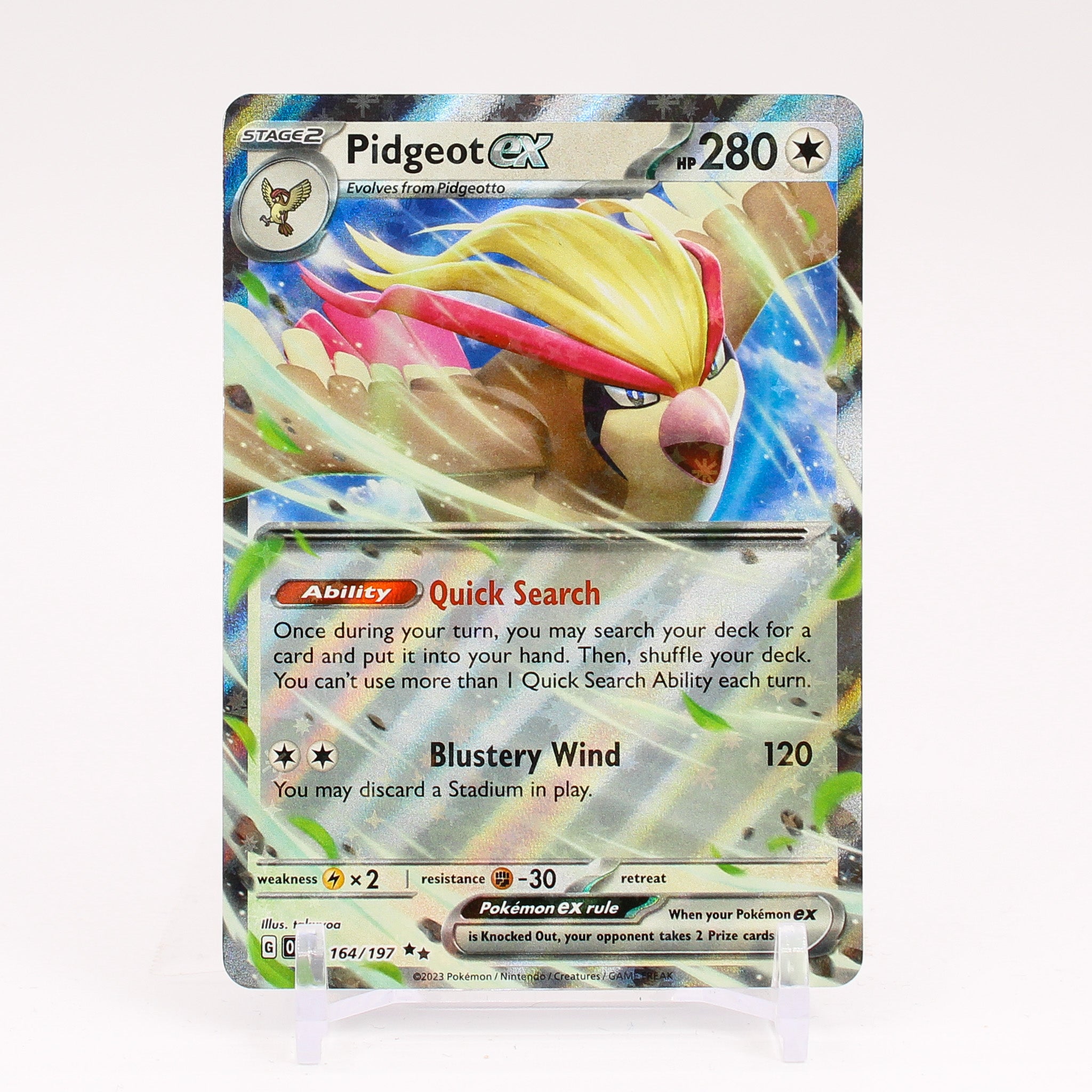 Pidgeot ex - 164/197 Obsidian Flames Double Rare Pokemon - NM/MINT