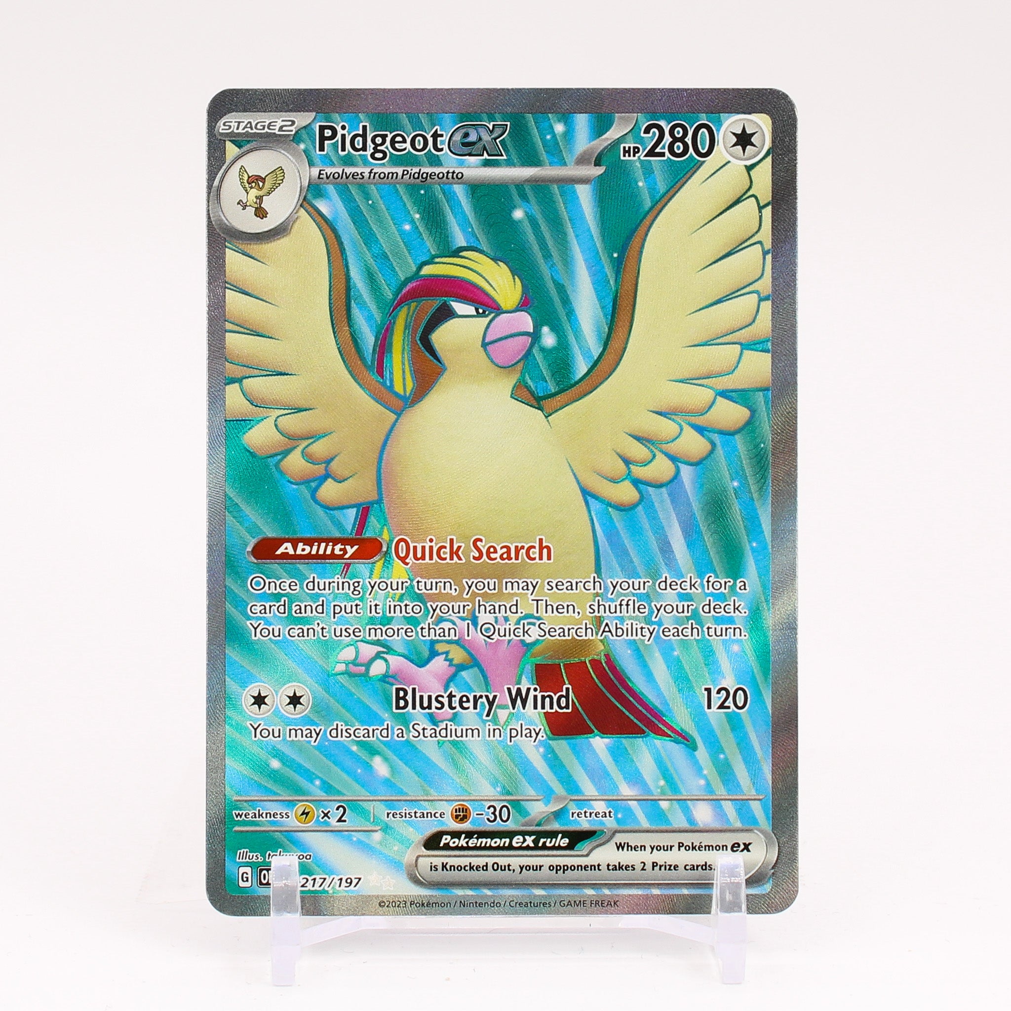 Pidgeot ex - 217/197 Obsidian Flames Full Art Pokemon - NM/MINT