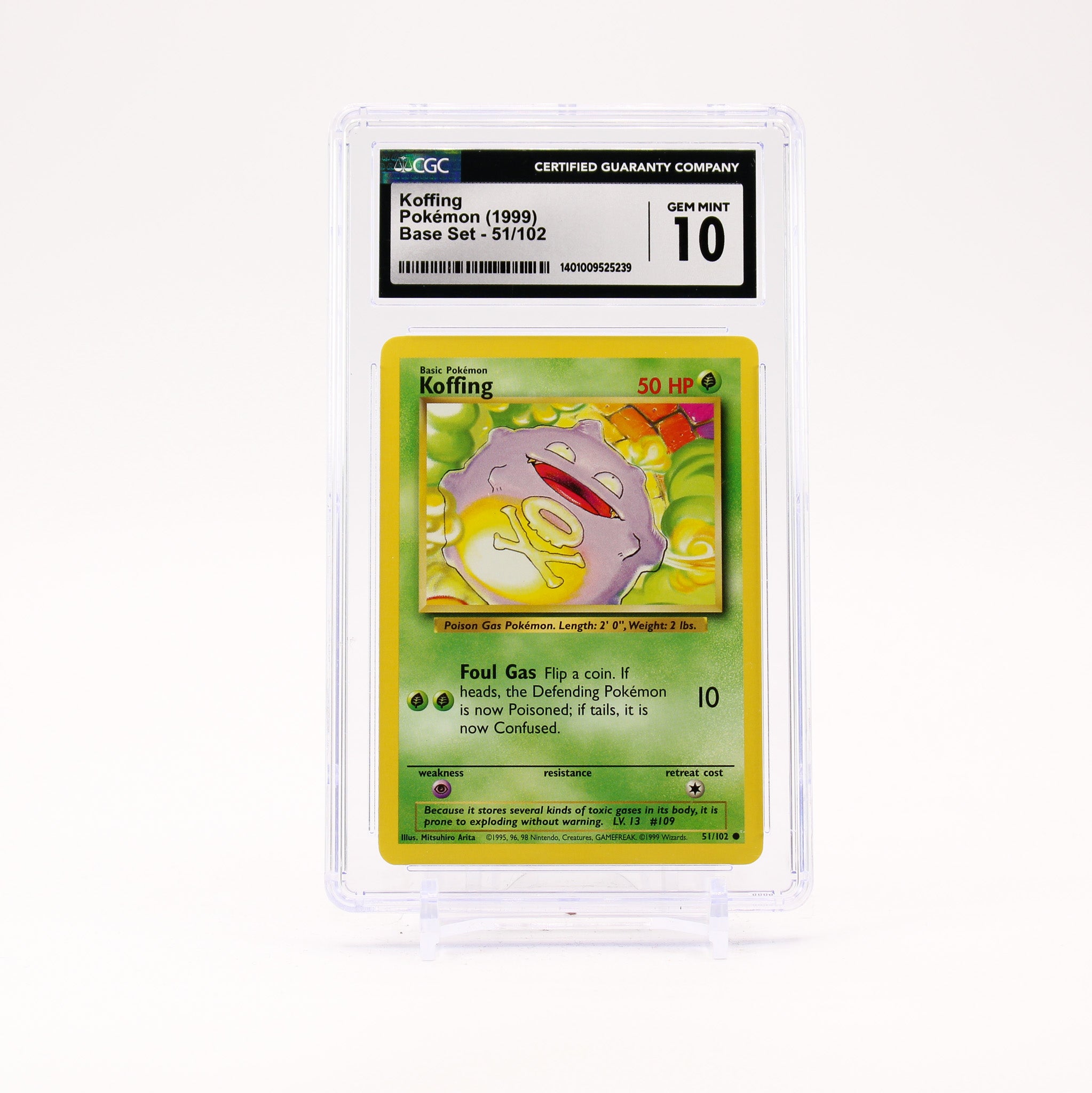 Koffing - 51/102 CGC 10 Base Set unlimited Common Pokemon - GEM MT