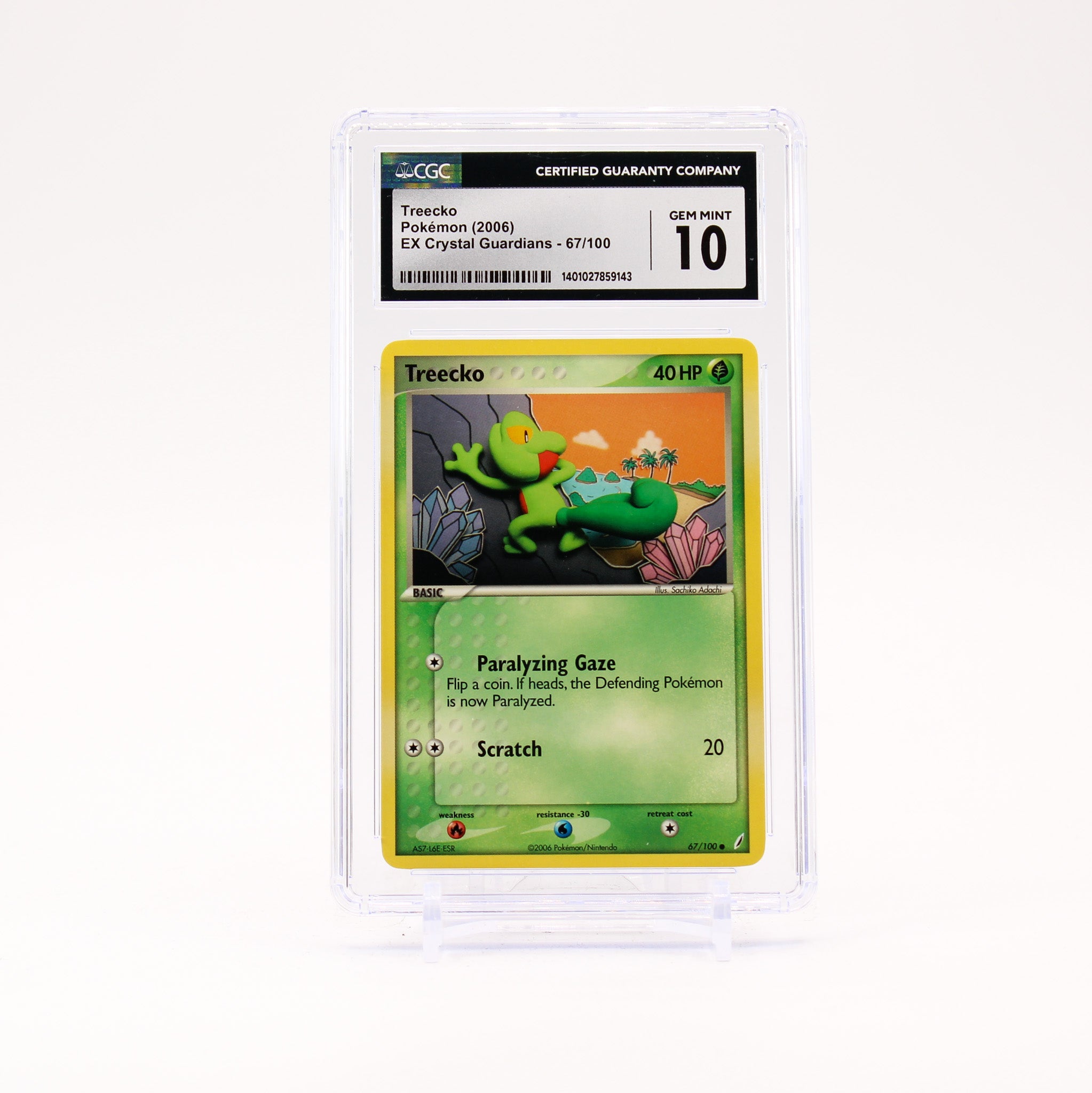 Treecko - 67/100 CGC 10 Crystal Guardians Common Pokemon - GEM MT