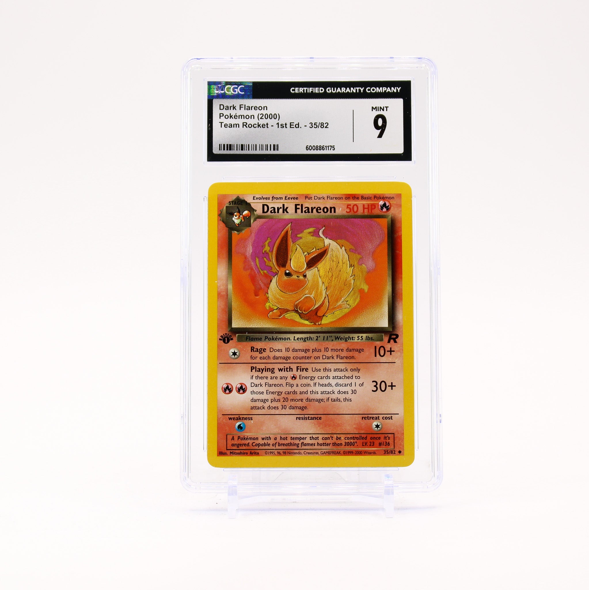 Dark Flareon - 35/82 CGC 9 Team Rocket 1st Edition Uncommon Pokemon - MINT