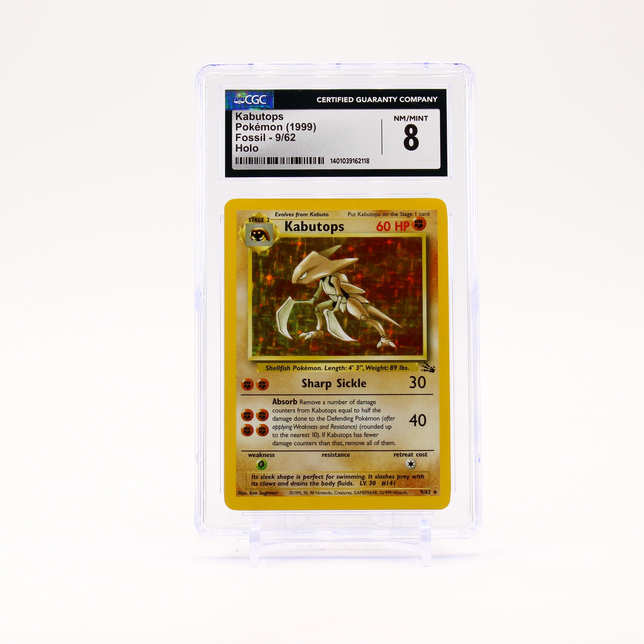 Kabutops - 9/62 CGC 8 Fossil Unlimited Holo Rare Pokemon - NM/MINT