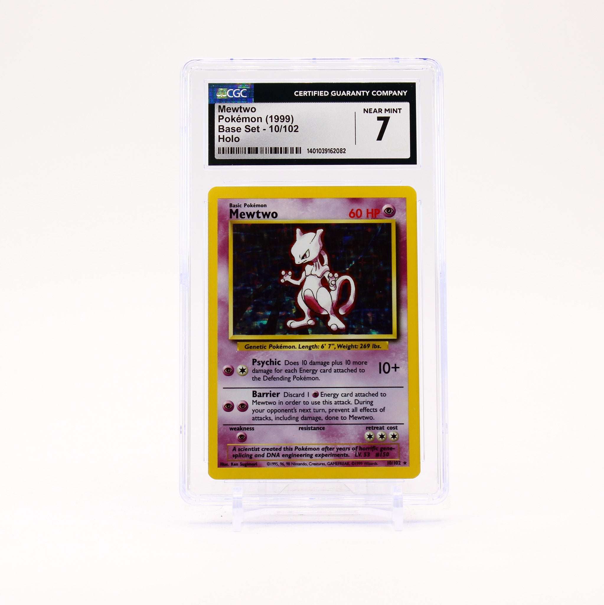 Mewtwo - 10/102 CGC 7 Base Set Unlimited Holo Rare Pokemon - NM