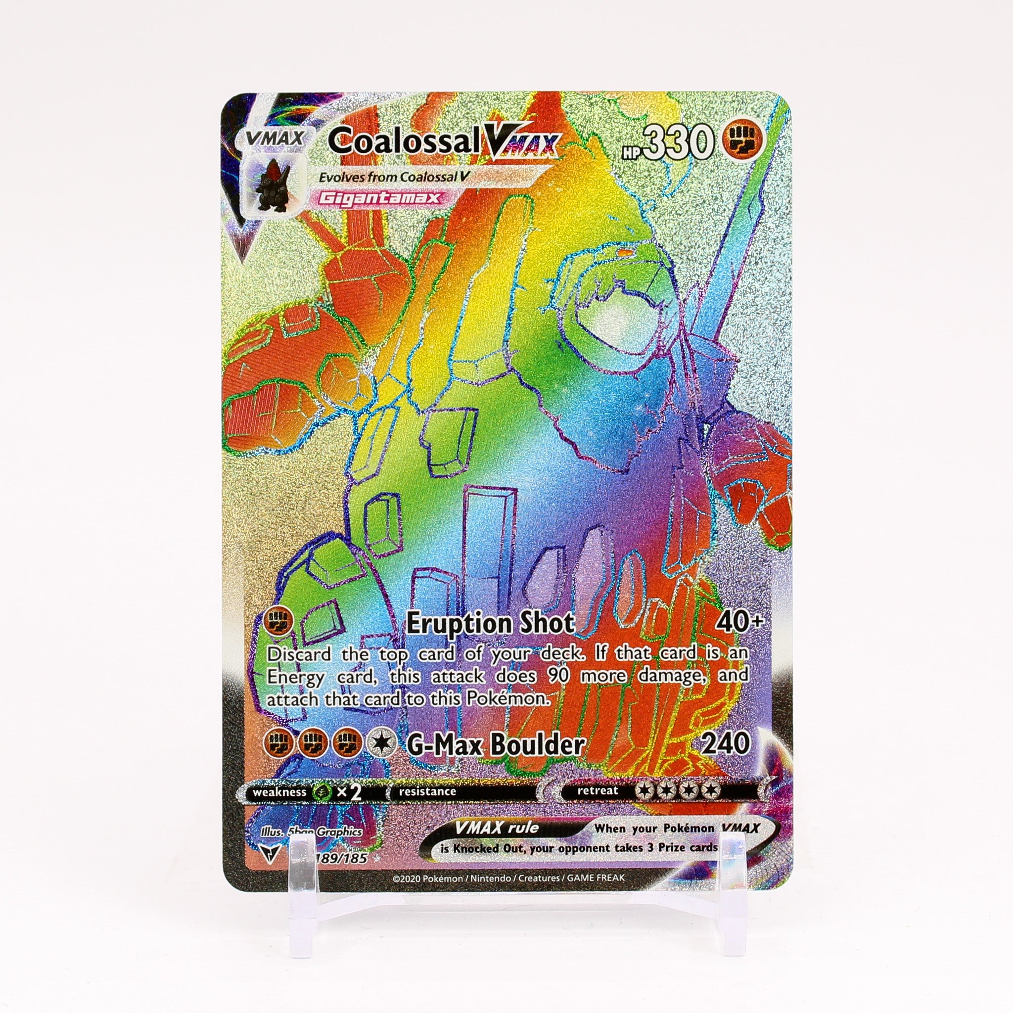 Coalossal Vmax - 189/185 Vivid Voltage Rainbow Pokemon - NM/MINT