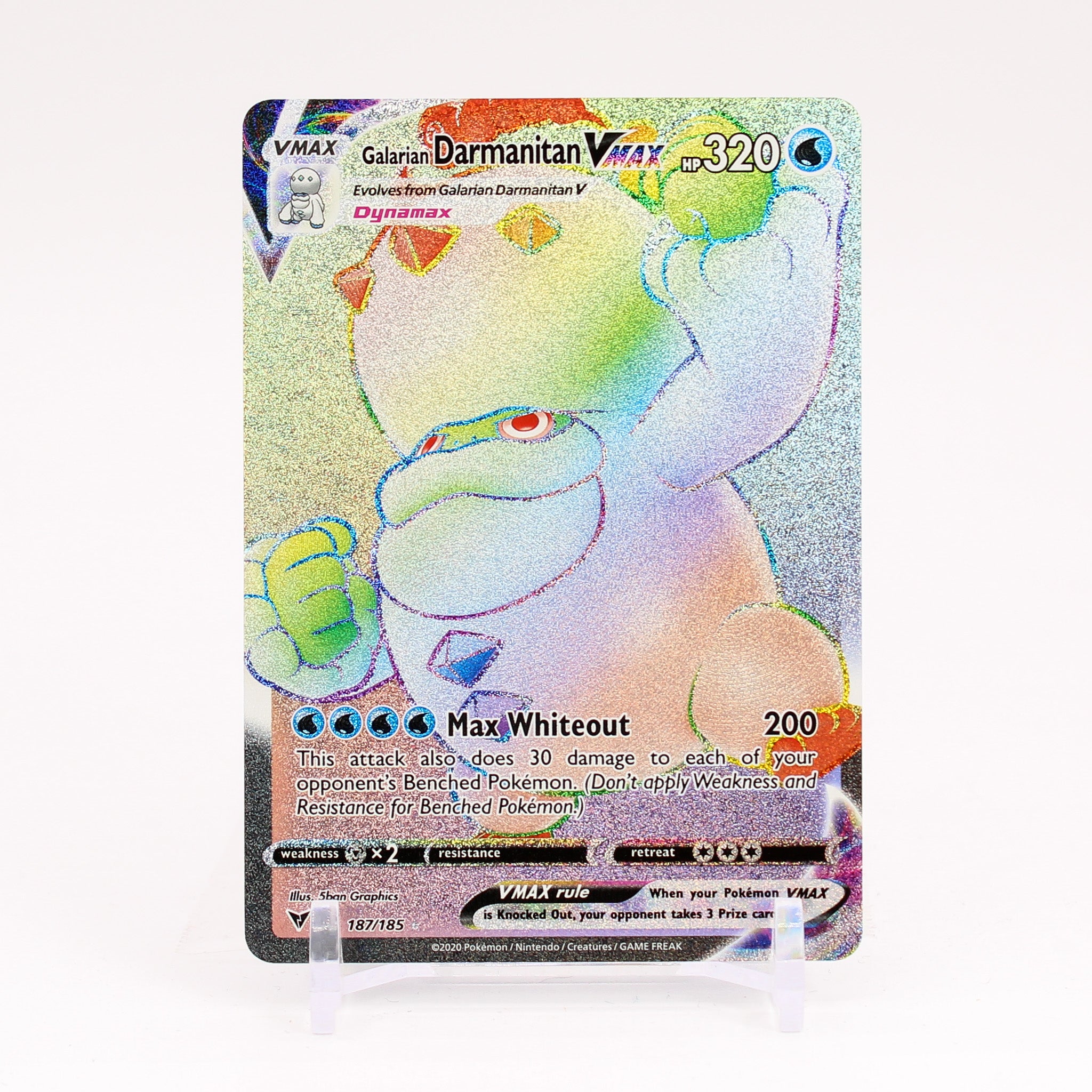 Galarian Darmanitan Vmax - 187/185 Vivid Voltage Rainbow Pokemon - NM/MINT