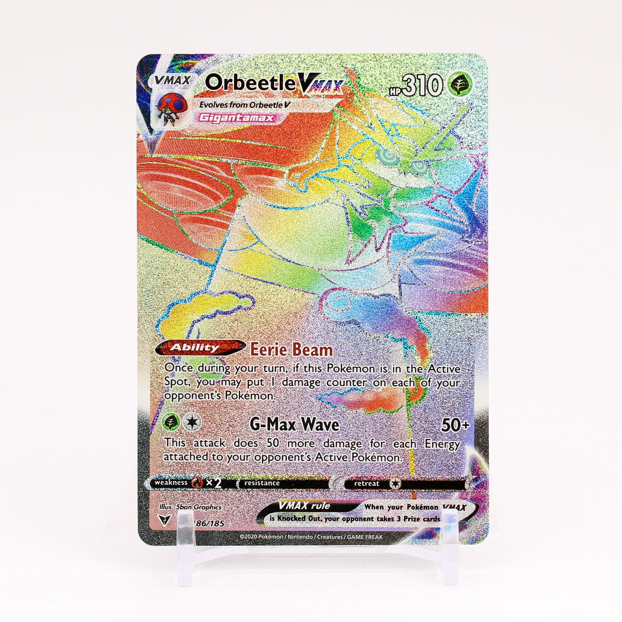 Orbeetle Vmax - 186/185 Vivid Voltage Rainbow Pokemon - NM/MINT