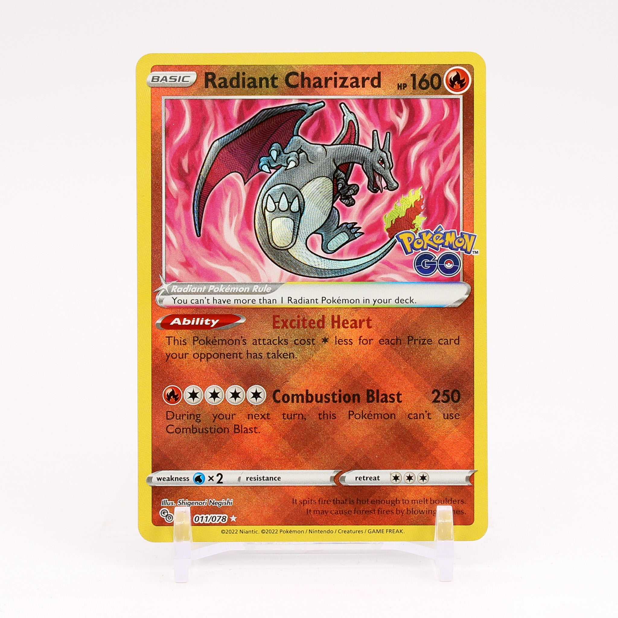 Radiant Charizard - 011/078 Pokemon GO Shiny Holo Rare Pokemon - NM/MINT