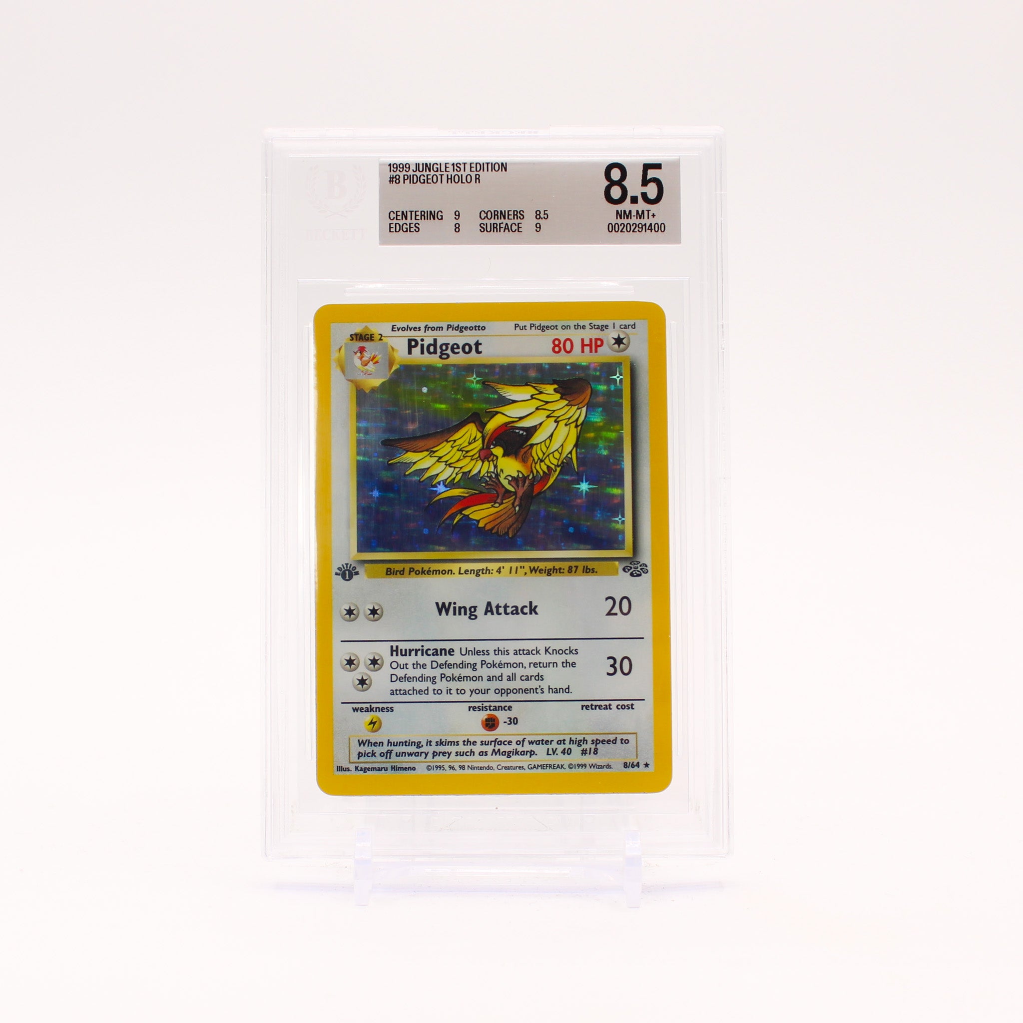 Pidgeot - 8/64 BGS 8.5 Jungle 1st Edition Holo Rare Pokemon - NM/MINT+