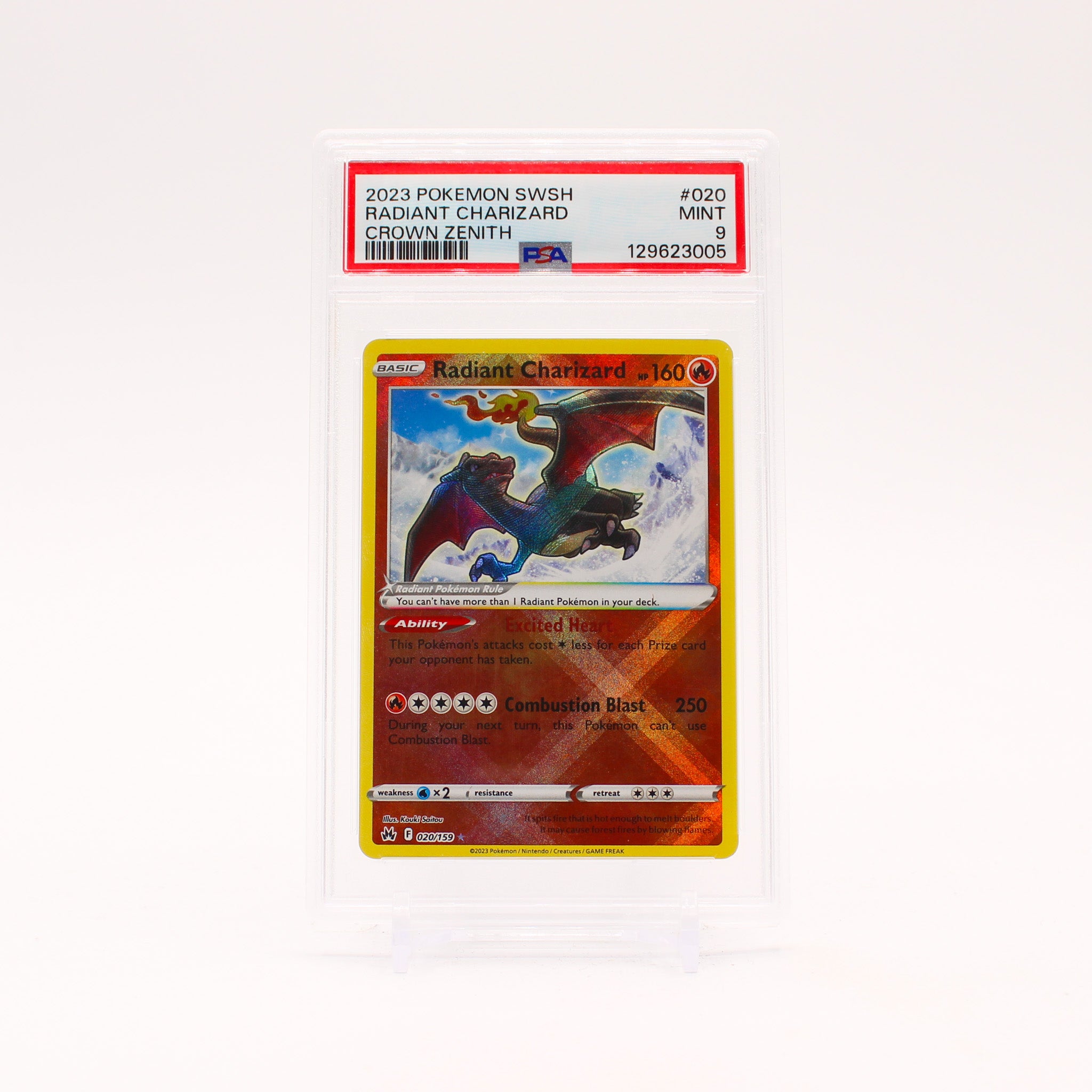 Radiant Charizard - 020/159 PSA 9 Sword Shield Crown Zenith Pokemon - MINT