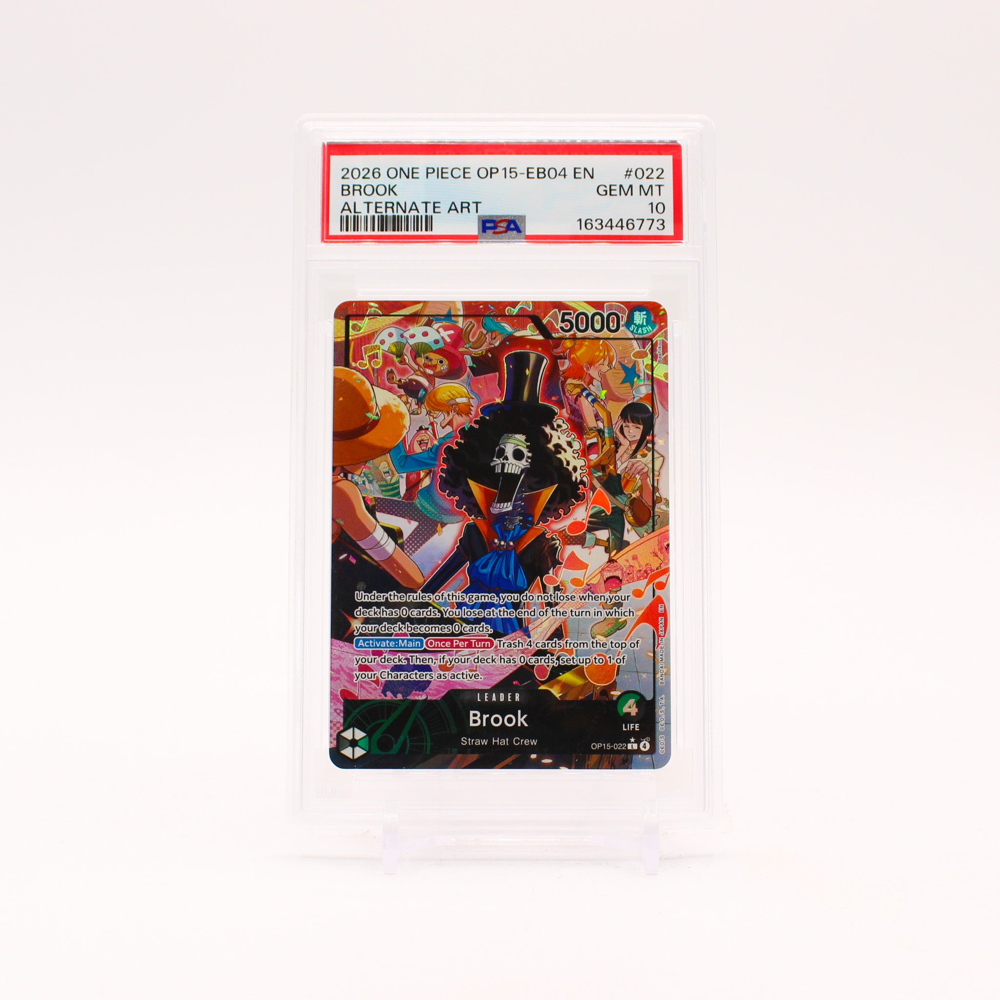 Brook Alternate Art - OP15-022 PSA 10 Adventure On Kami's Island L One Piece - GEM MINT